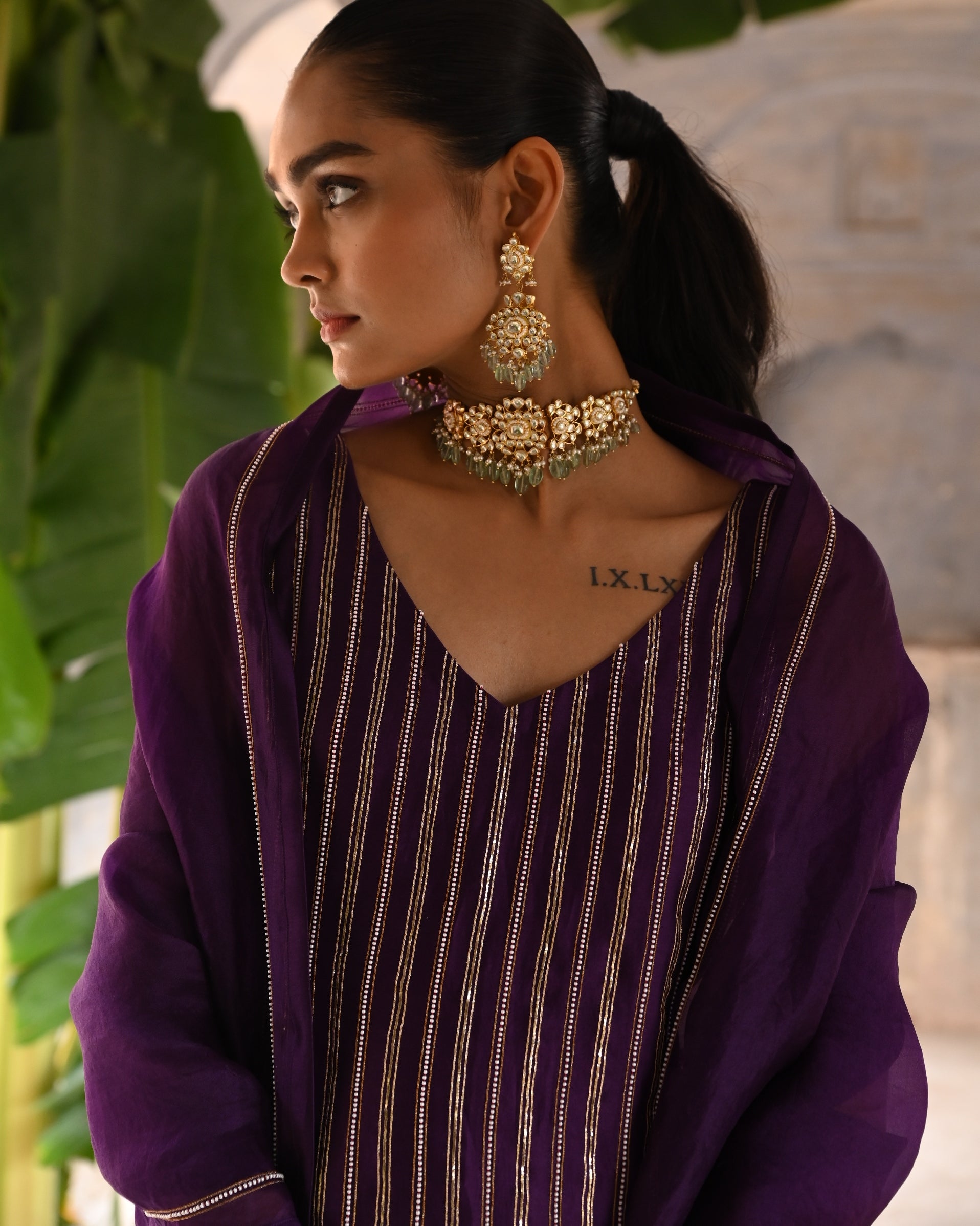 Aubergine Short Kurta Set