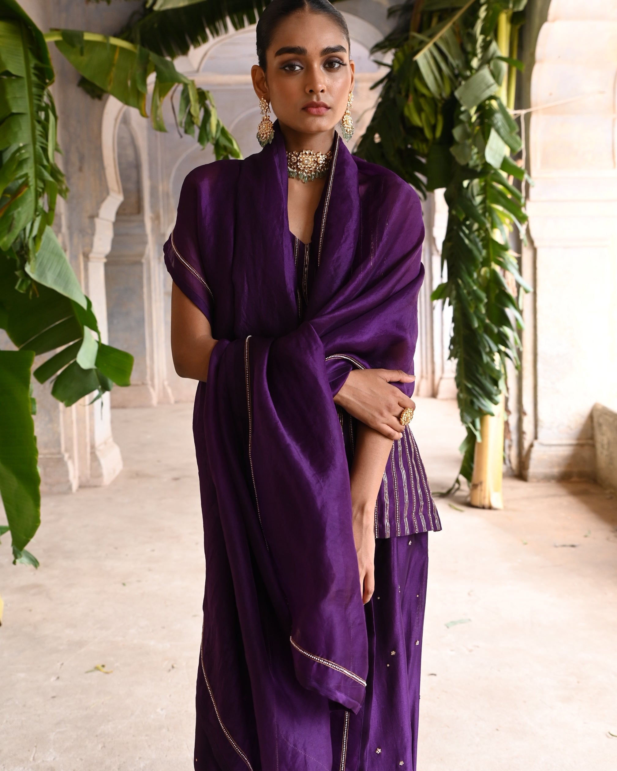 Aubergine Short Kurta Set