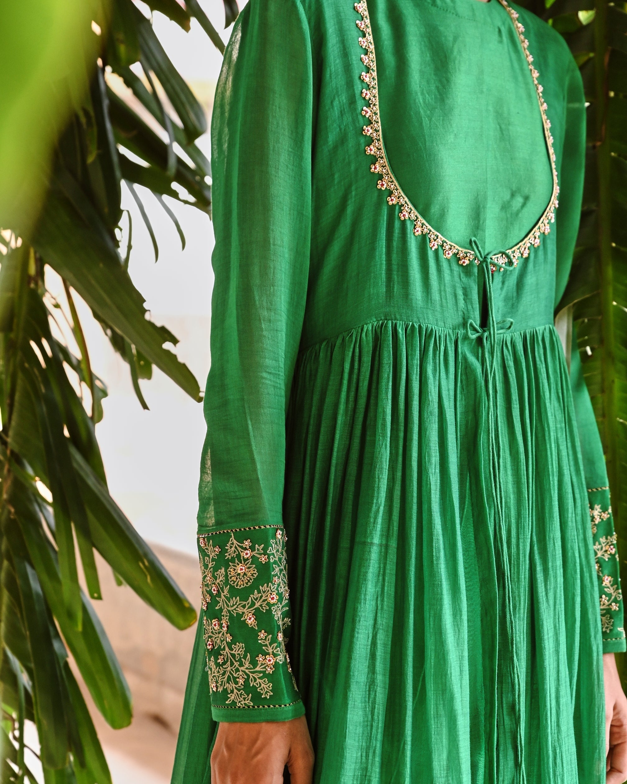 Green Gather Angrakha Set