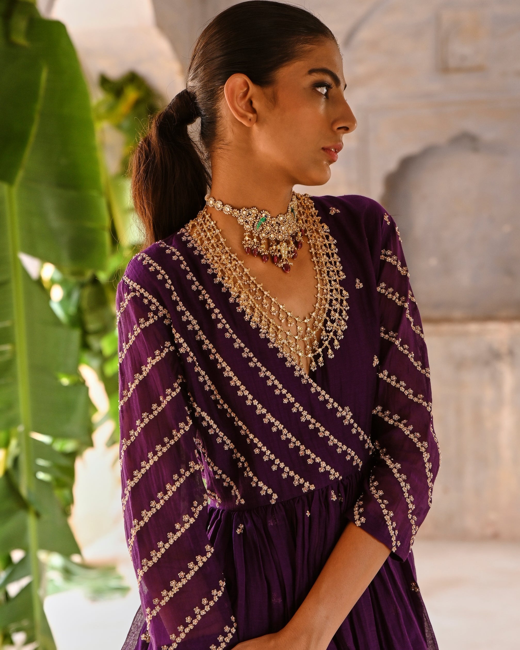 Aubergine Peplum Set