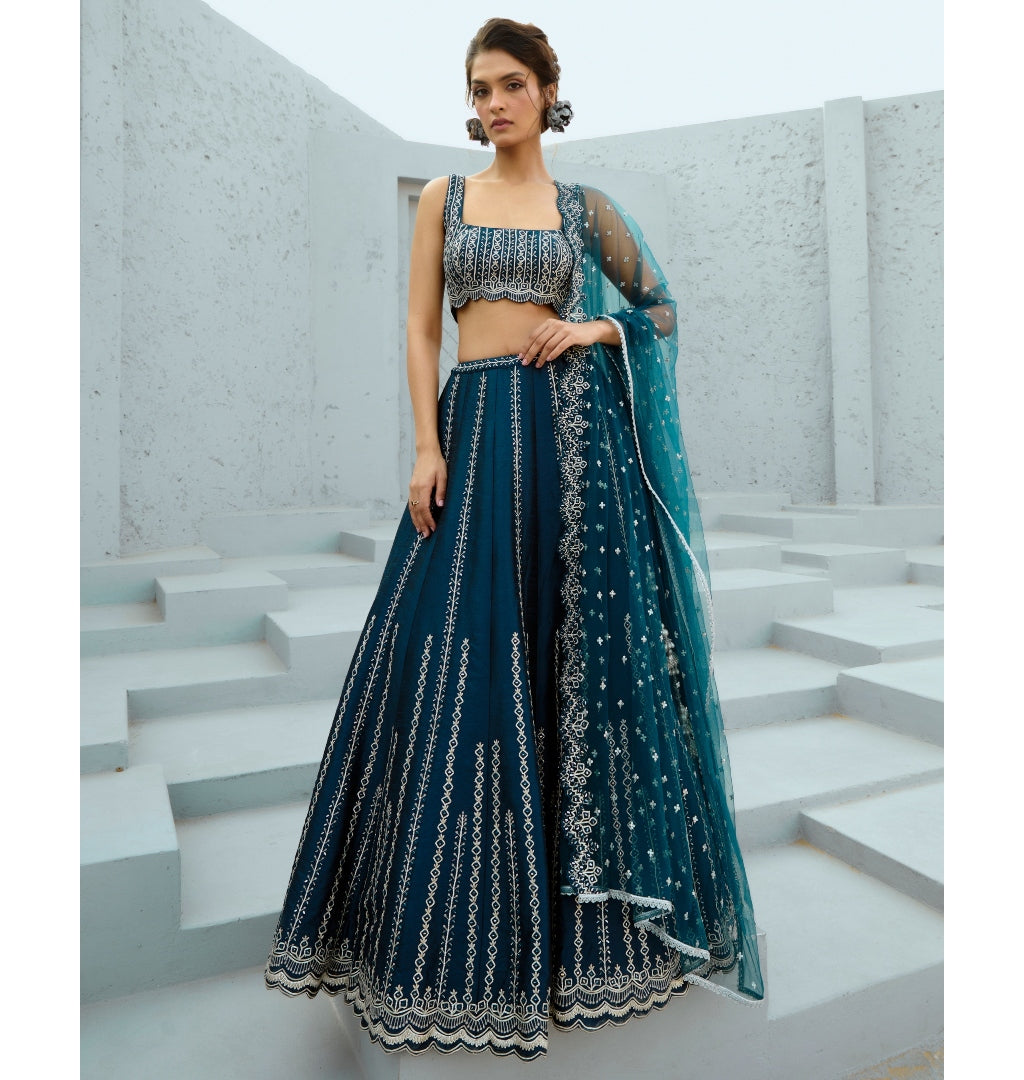 Blue Riya Skirt Set