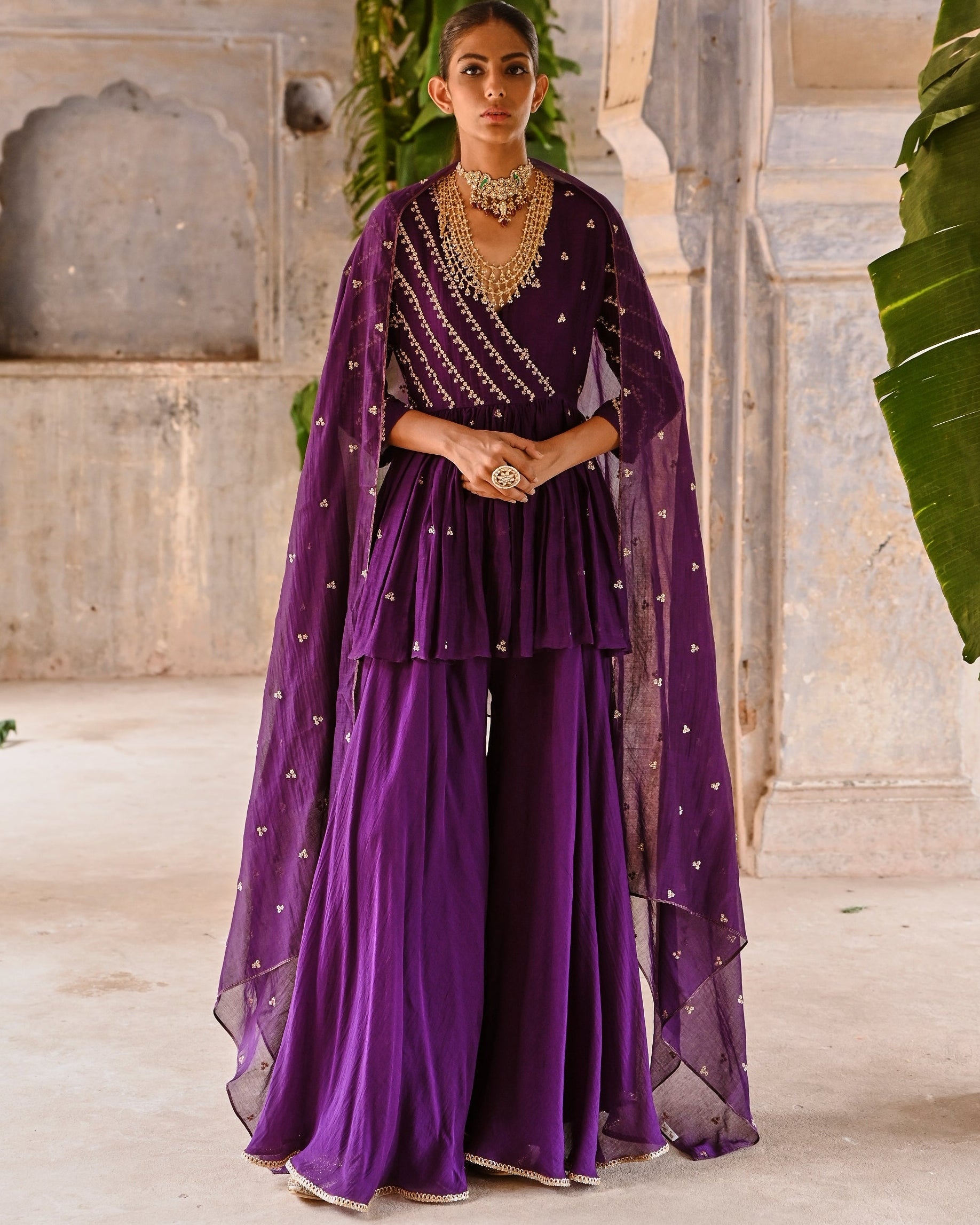 Aubergine Peplum Set