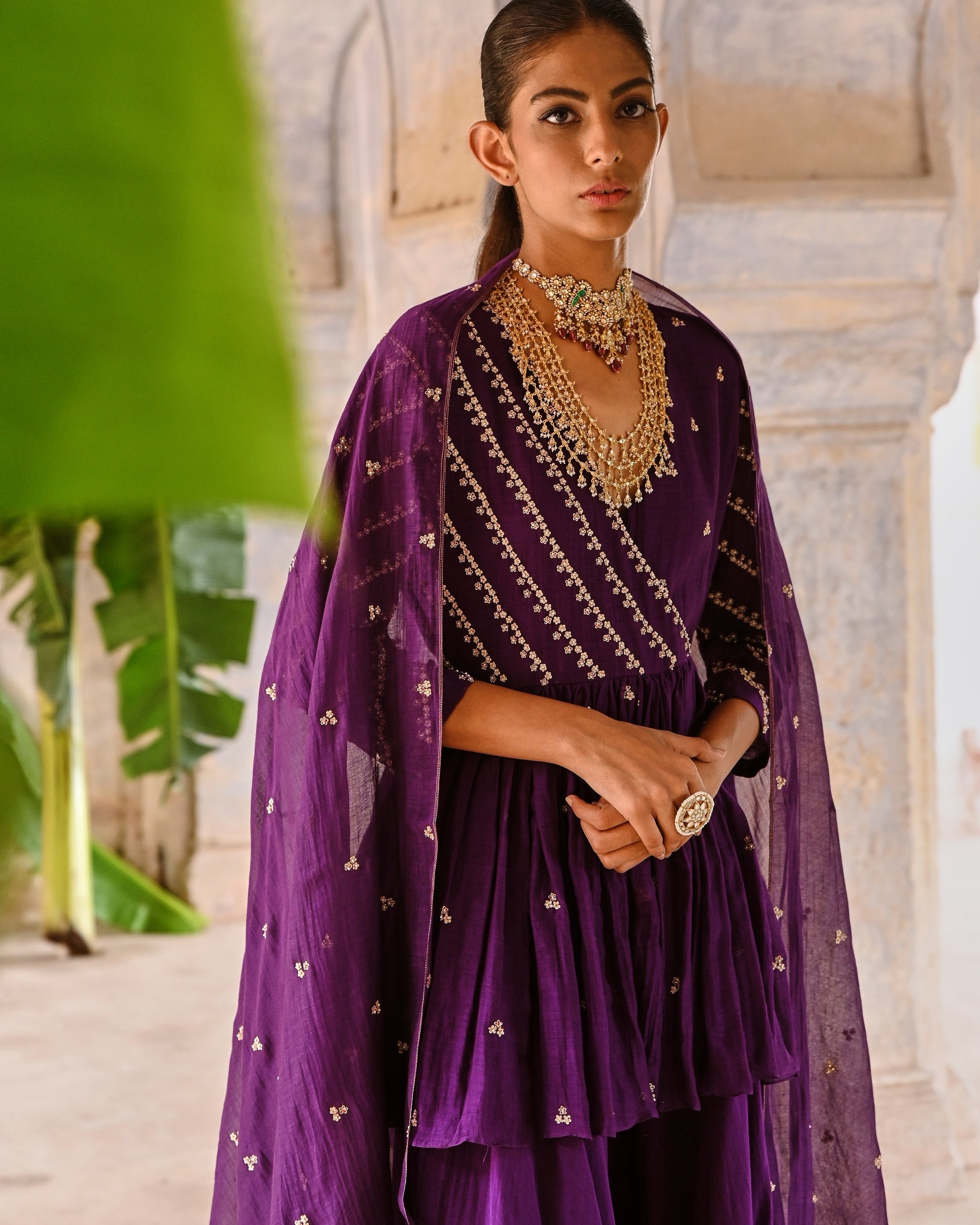 Aubergine Peplum Set