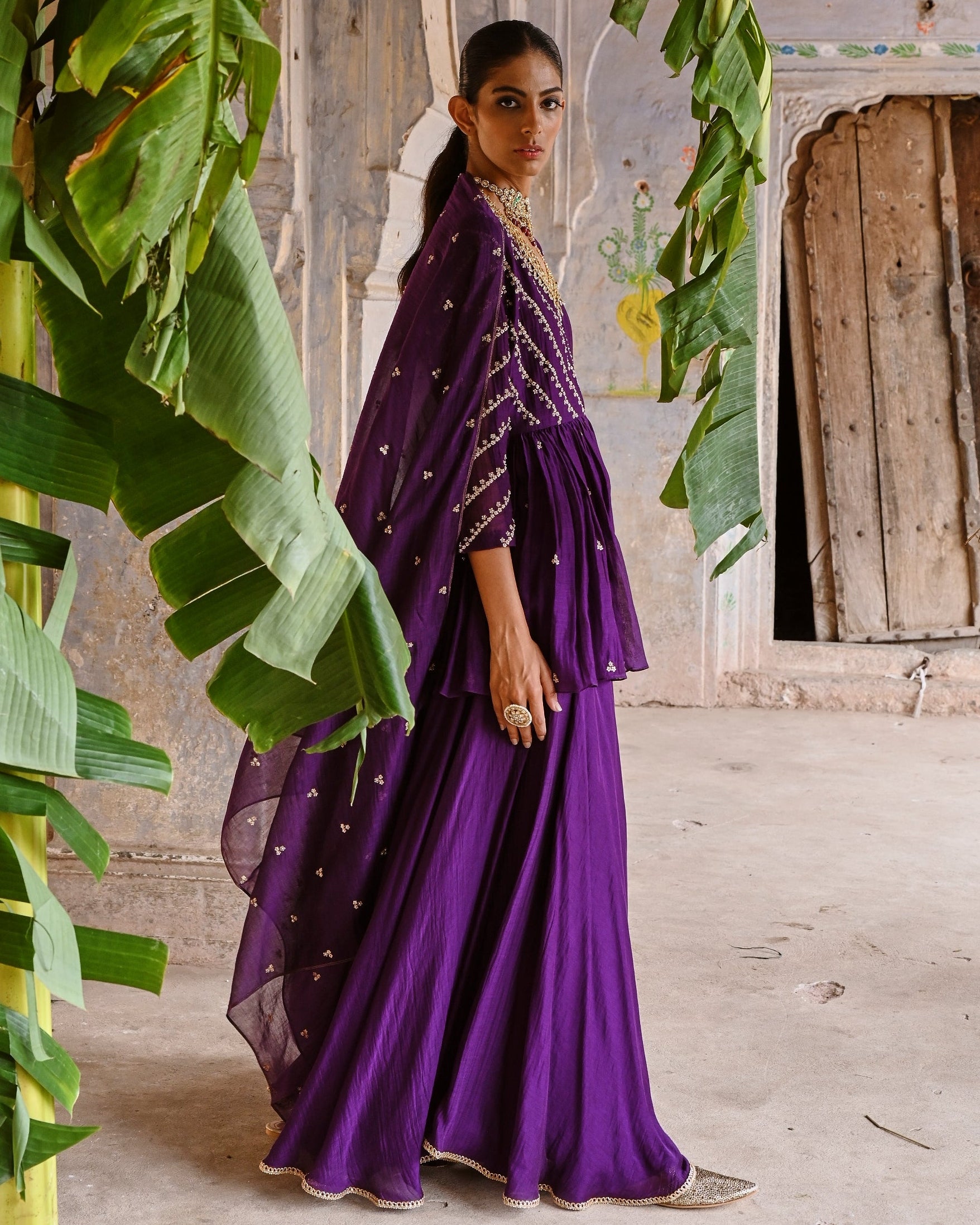 Aubergine Peplum Set