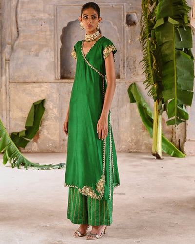 Green Straight Angrakha Set