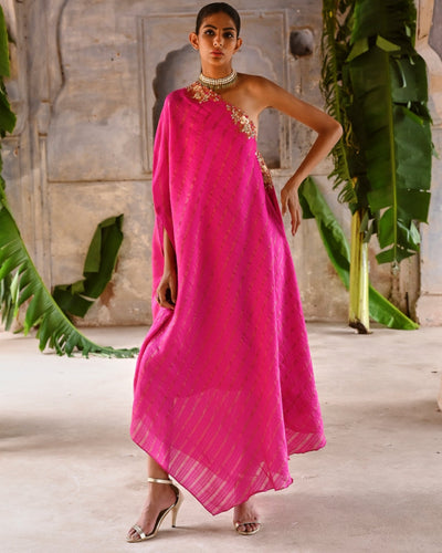 Fuchsia Pink One Shoulder Dress