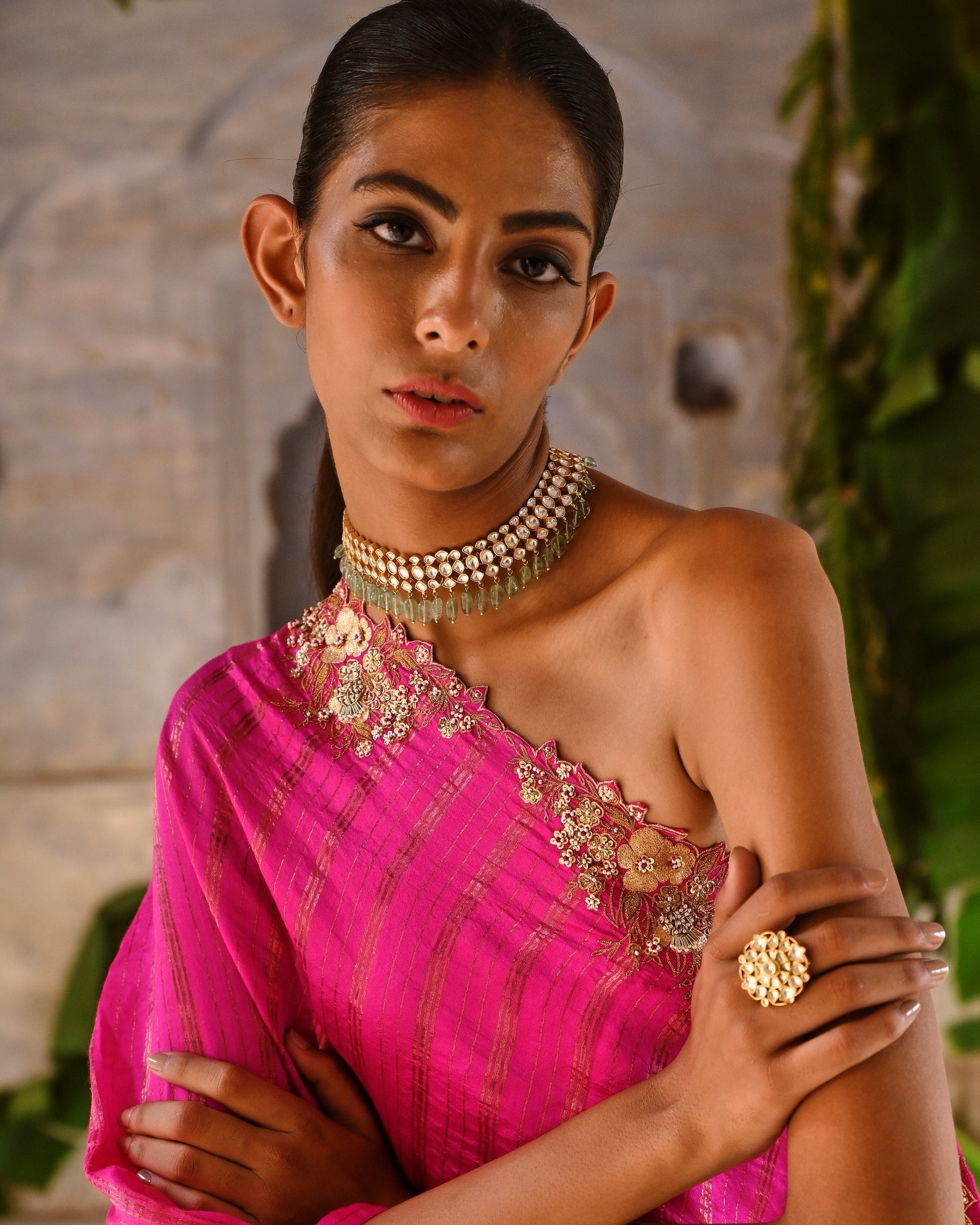 Fuchsia Pink One Shoulder Dress