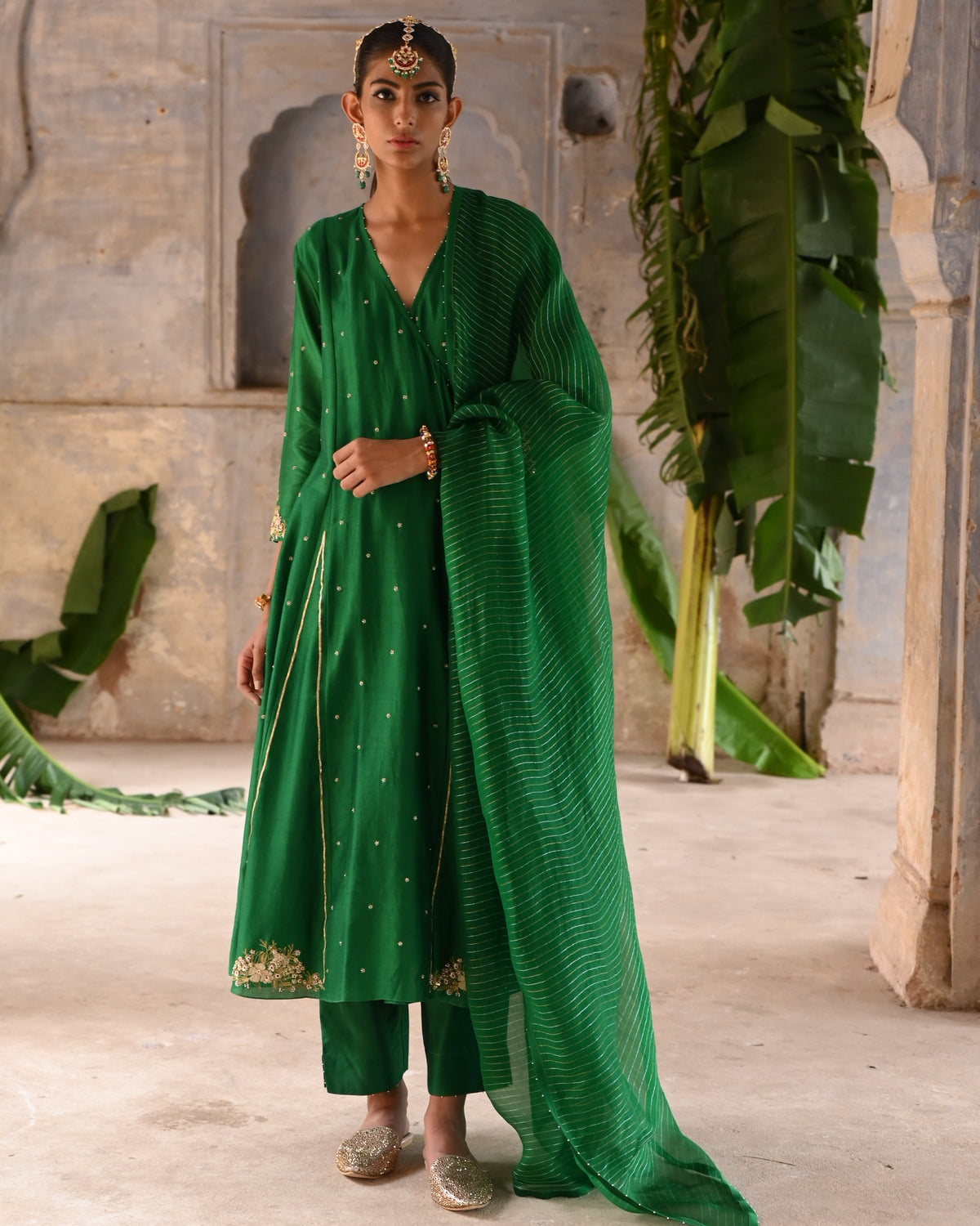 Green Kalli Angrakha Set