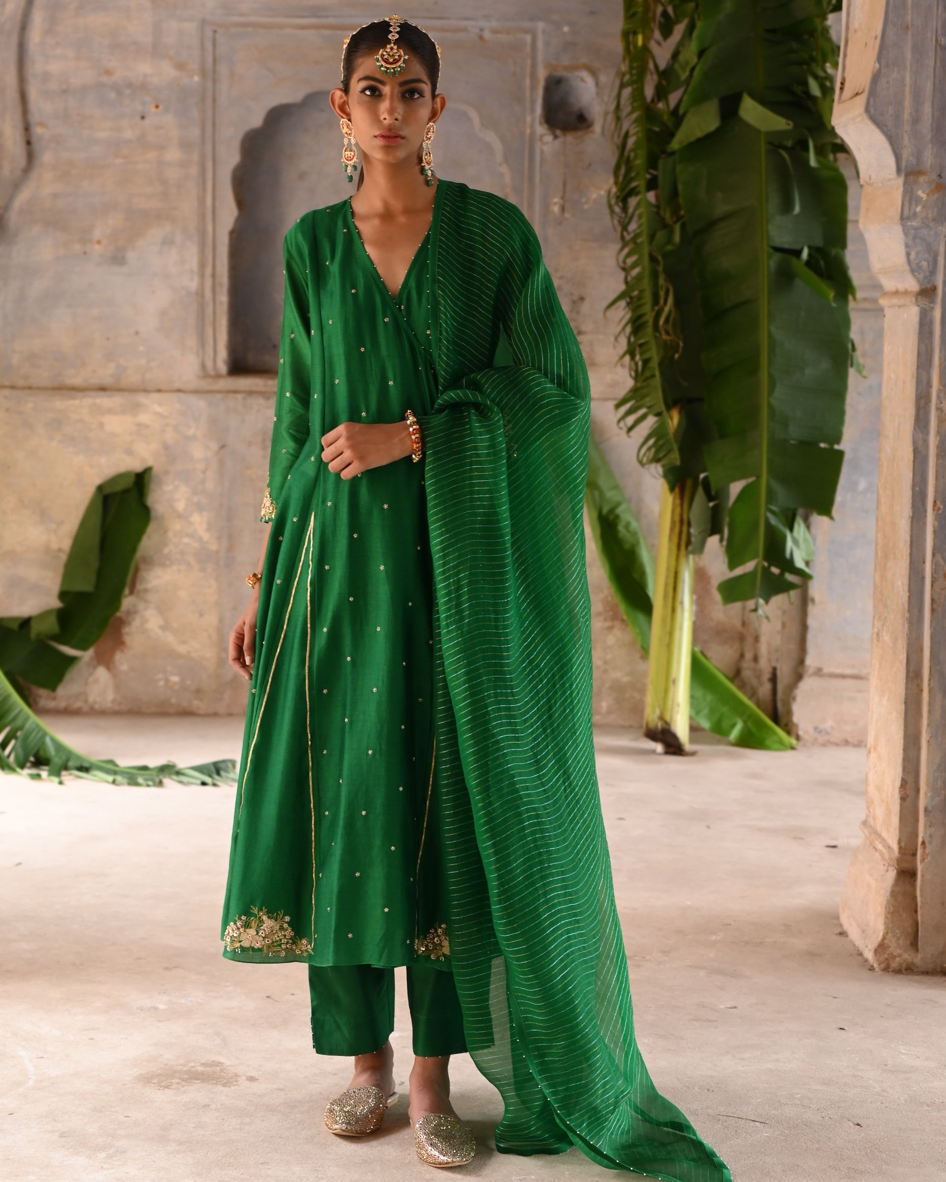 Green Kalli Angrakha Set