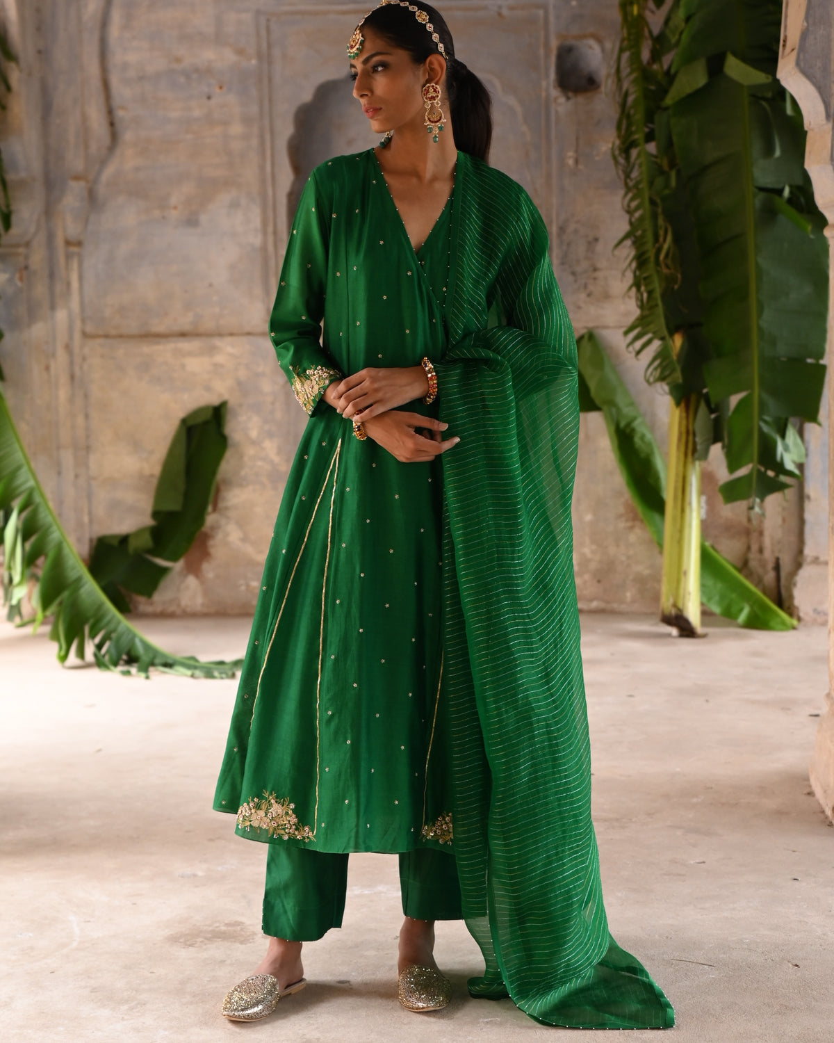 Green Kalli Angrakha Set