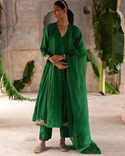 Green Kalli Angrakha Set