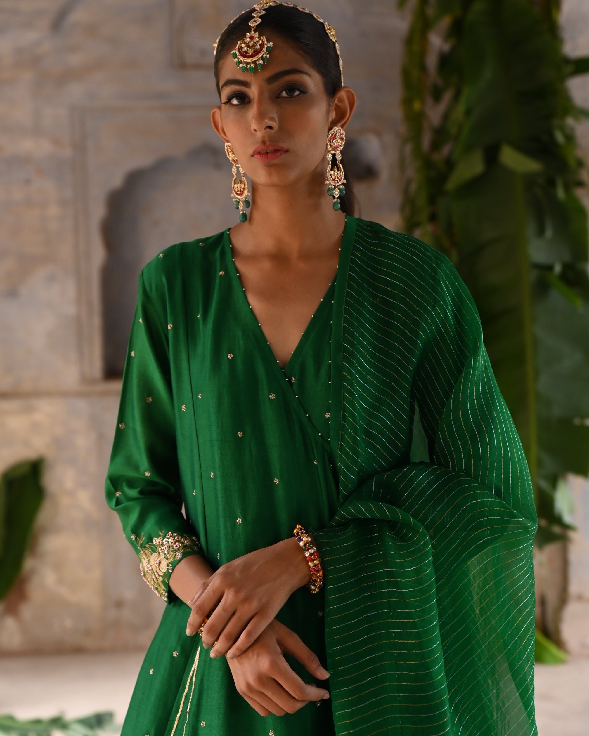 Green Kalli Angrakha Set
