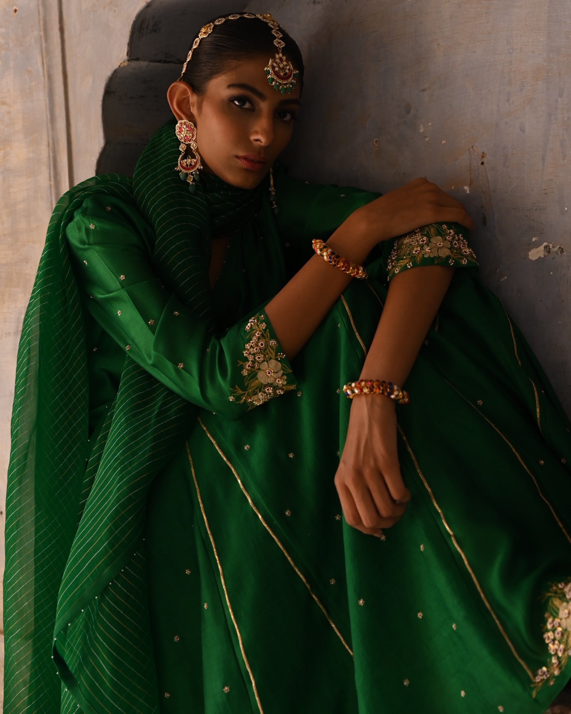 Green Kalli Angrakha Set