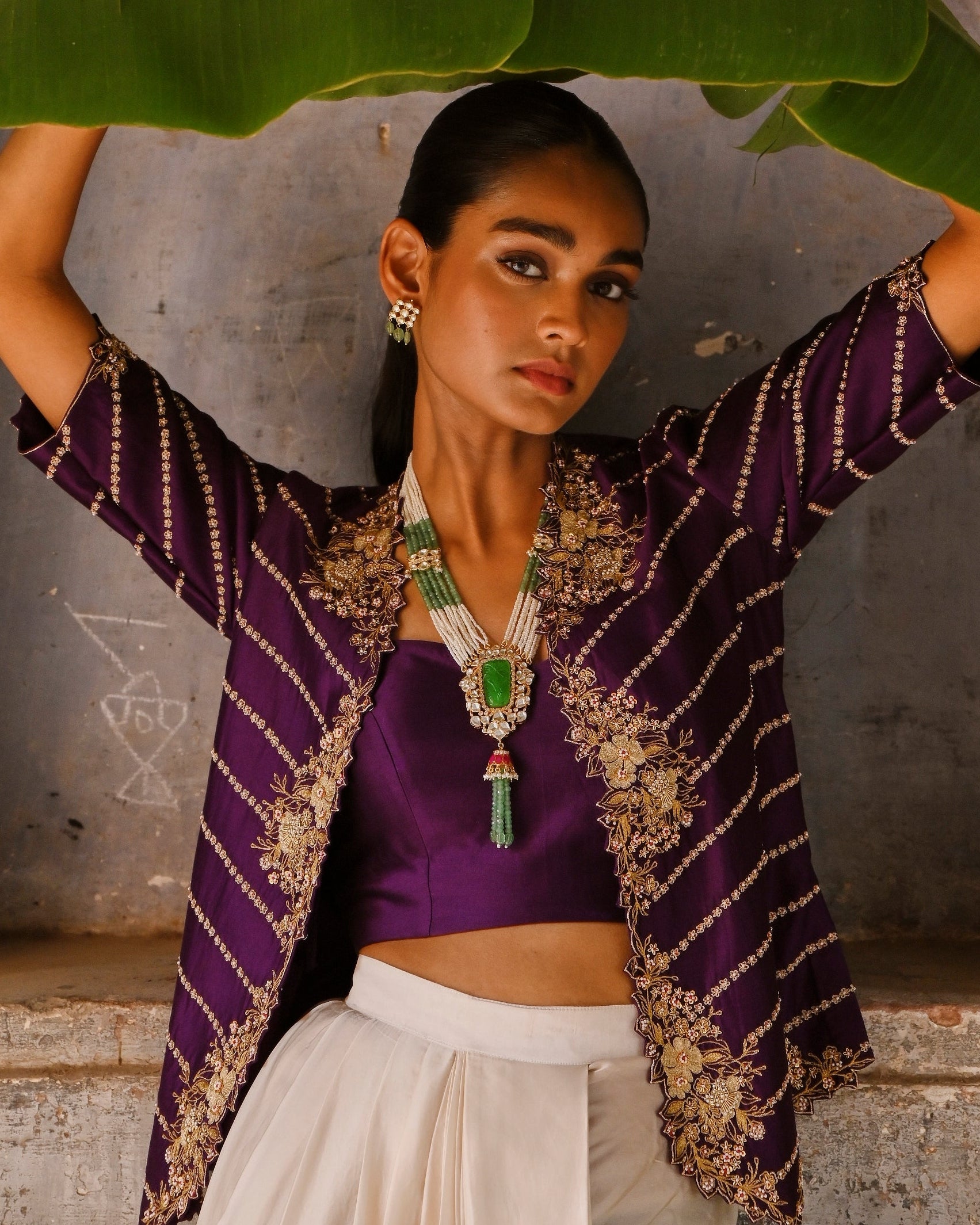 Aubergine Cowl Skirt Set