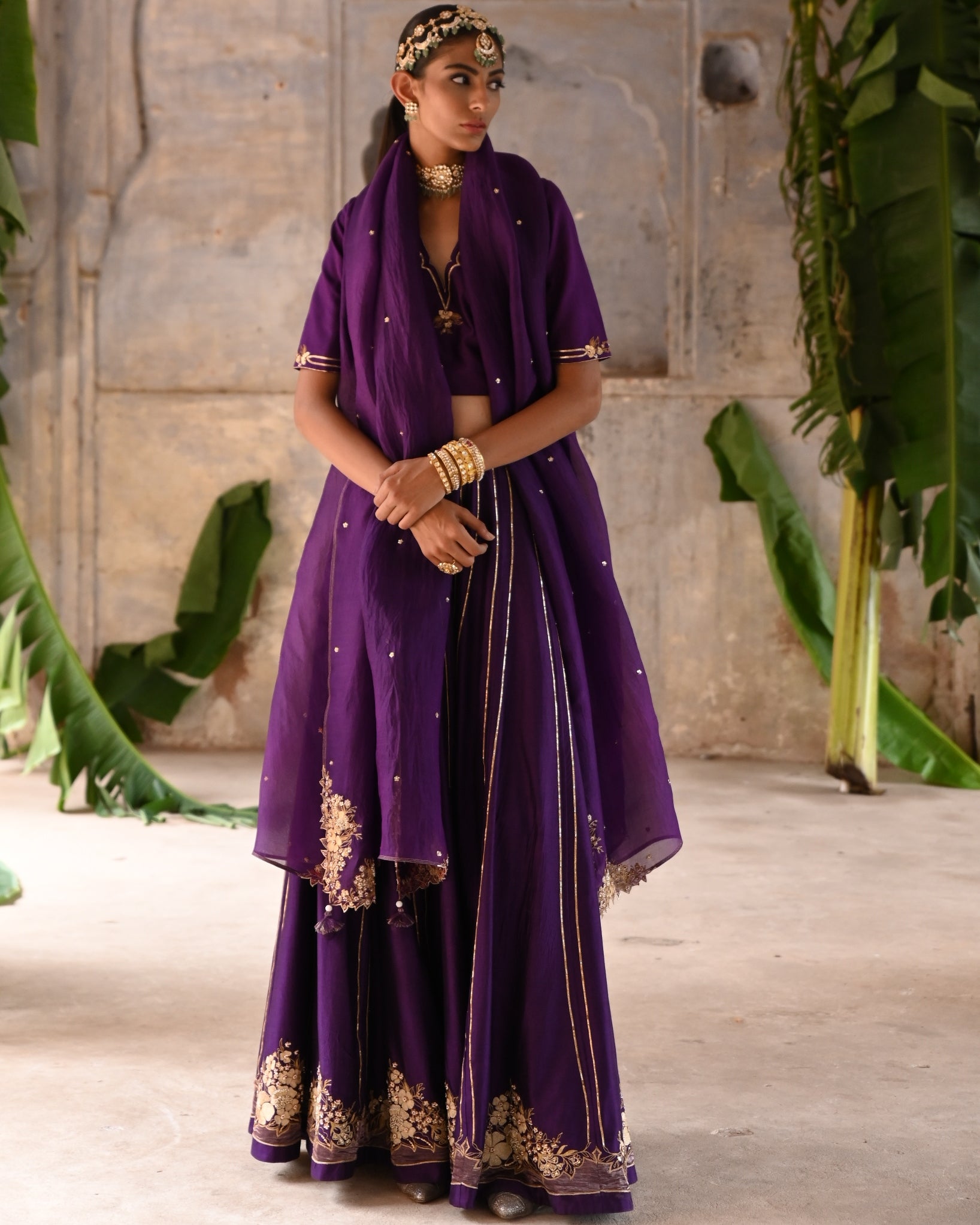 Aubergine Lehenga Set