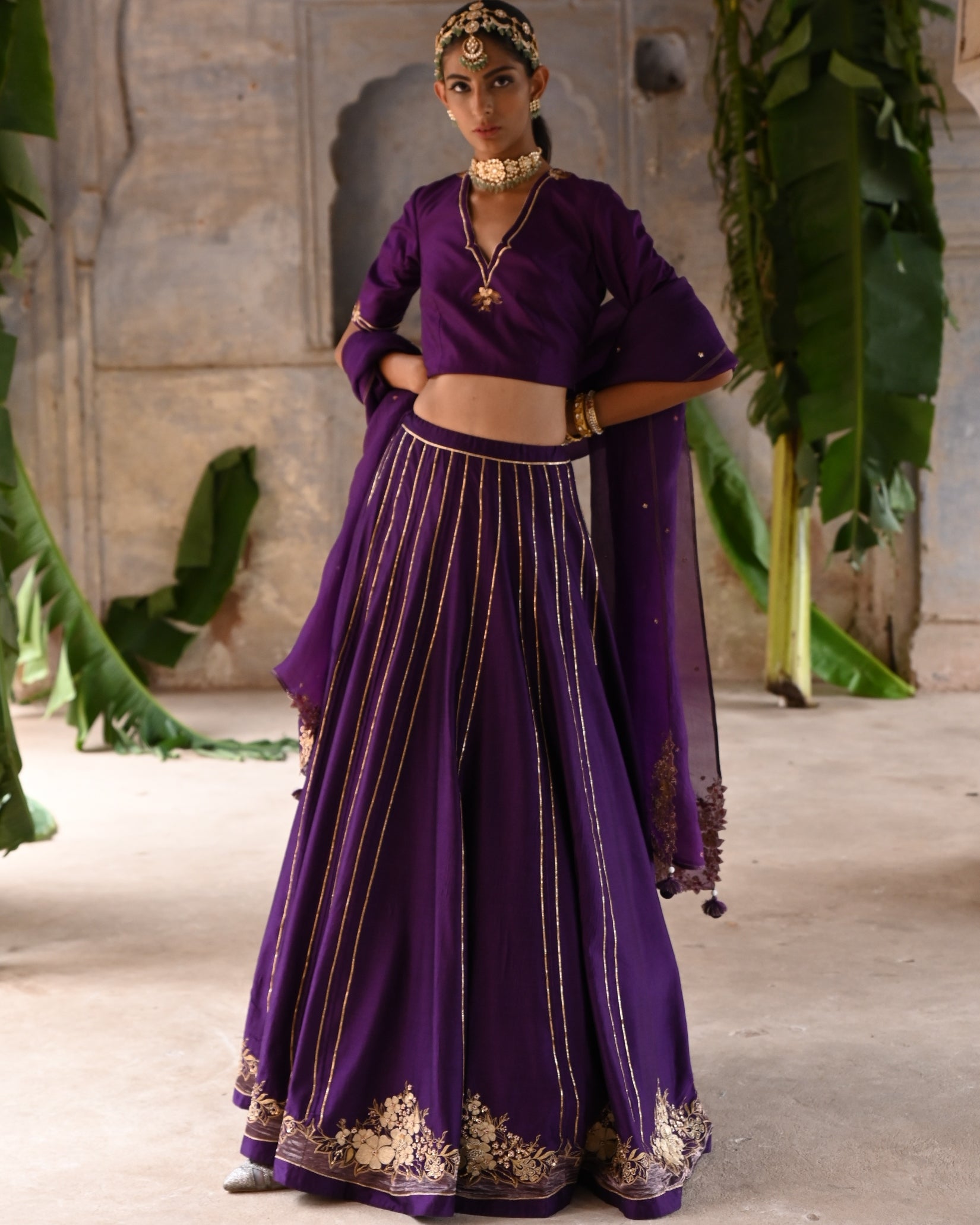 Aubergine Lehenga Set