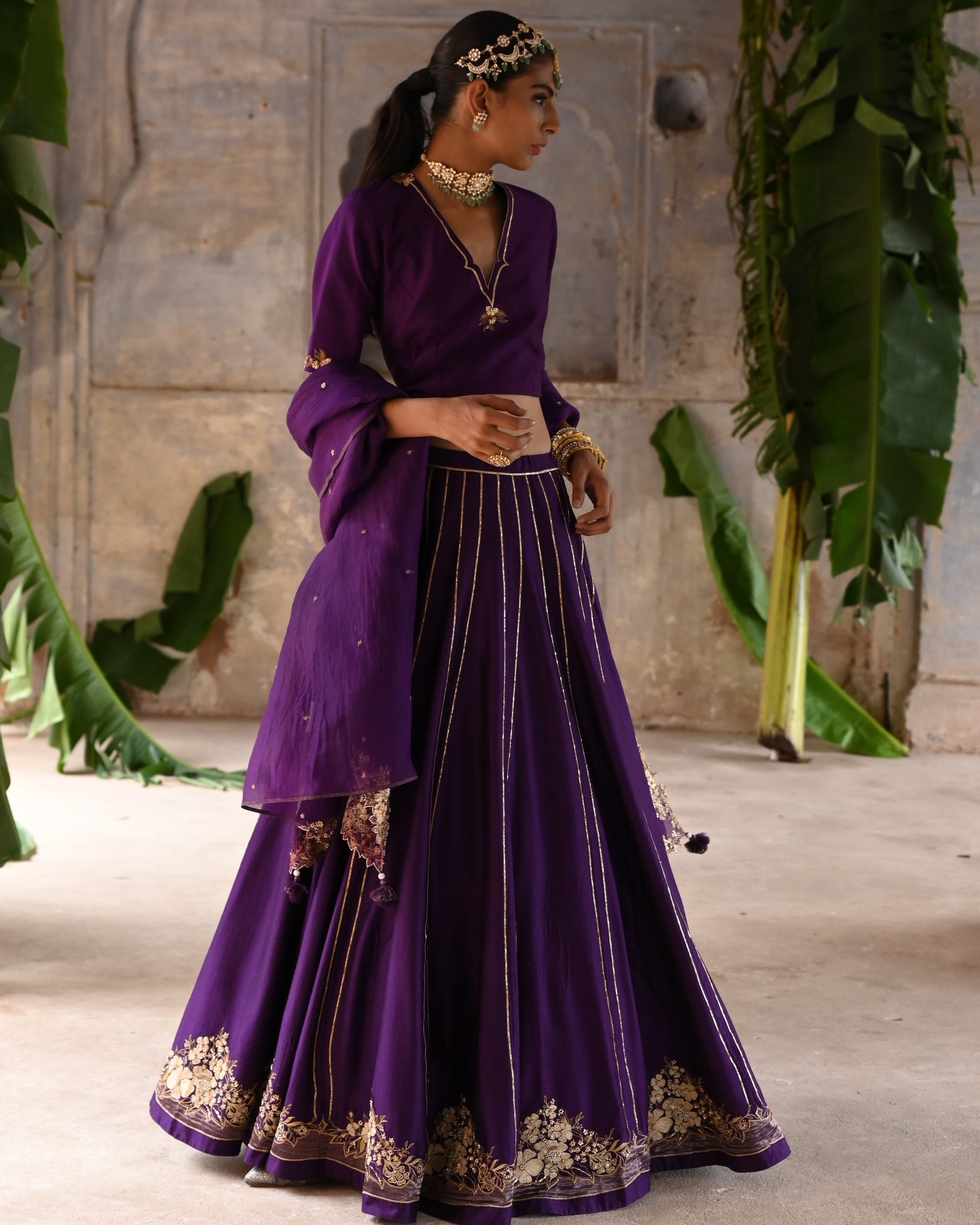 Aubergine Lehenga Set