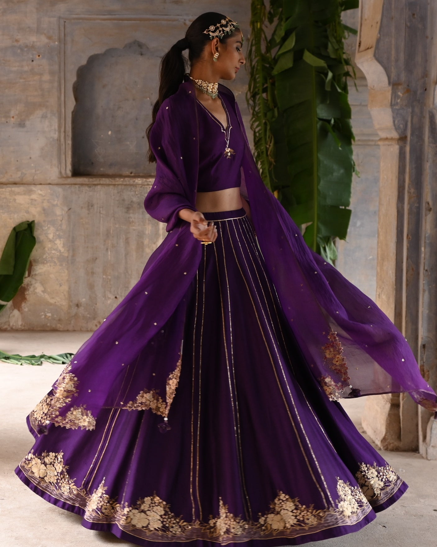 Aubergine Lehenga Set
