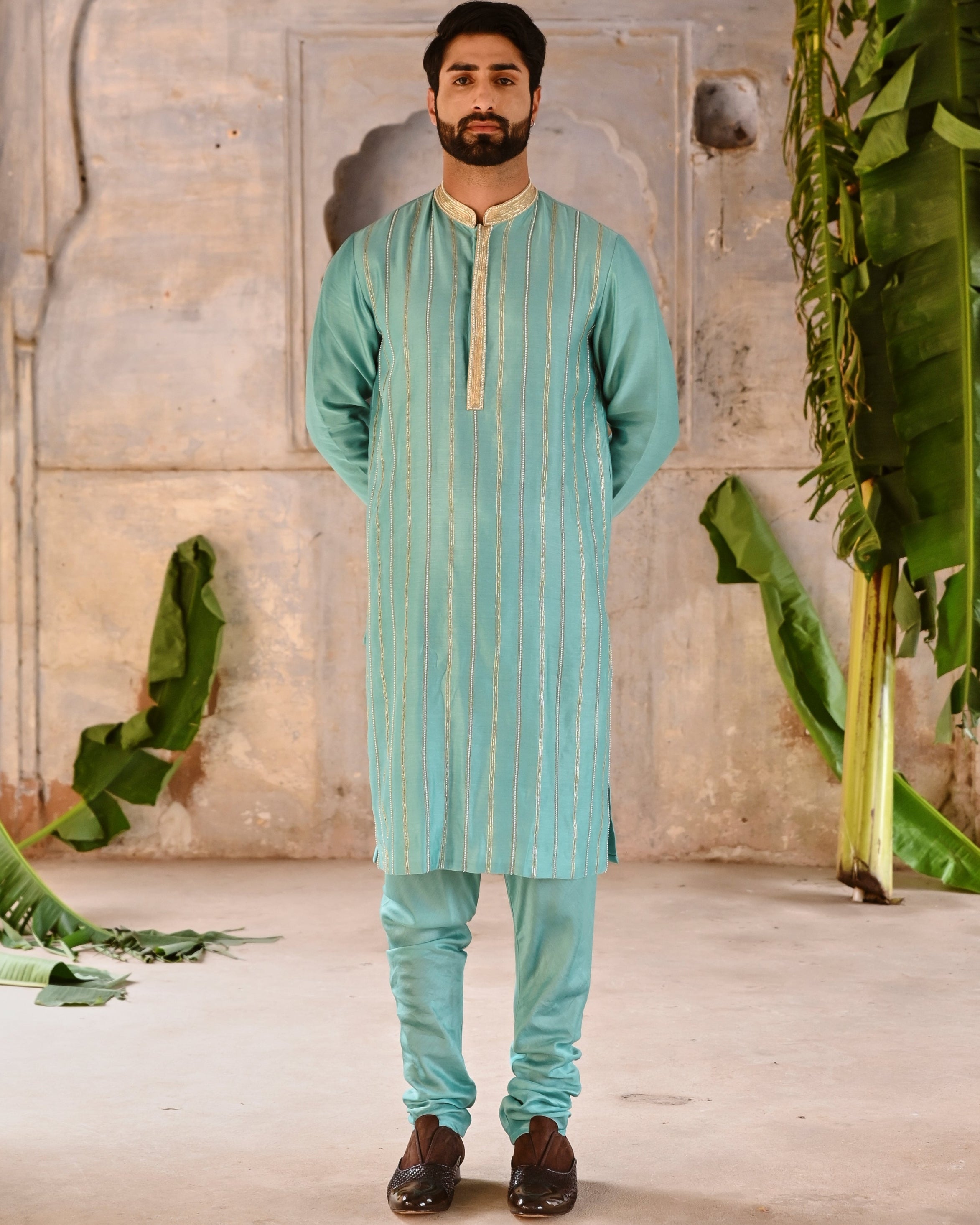 Powder Blue Mens Kurta Set