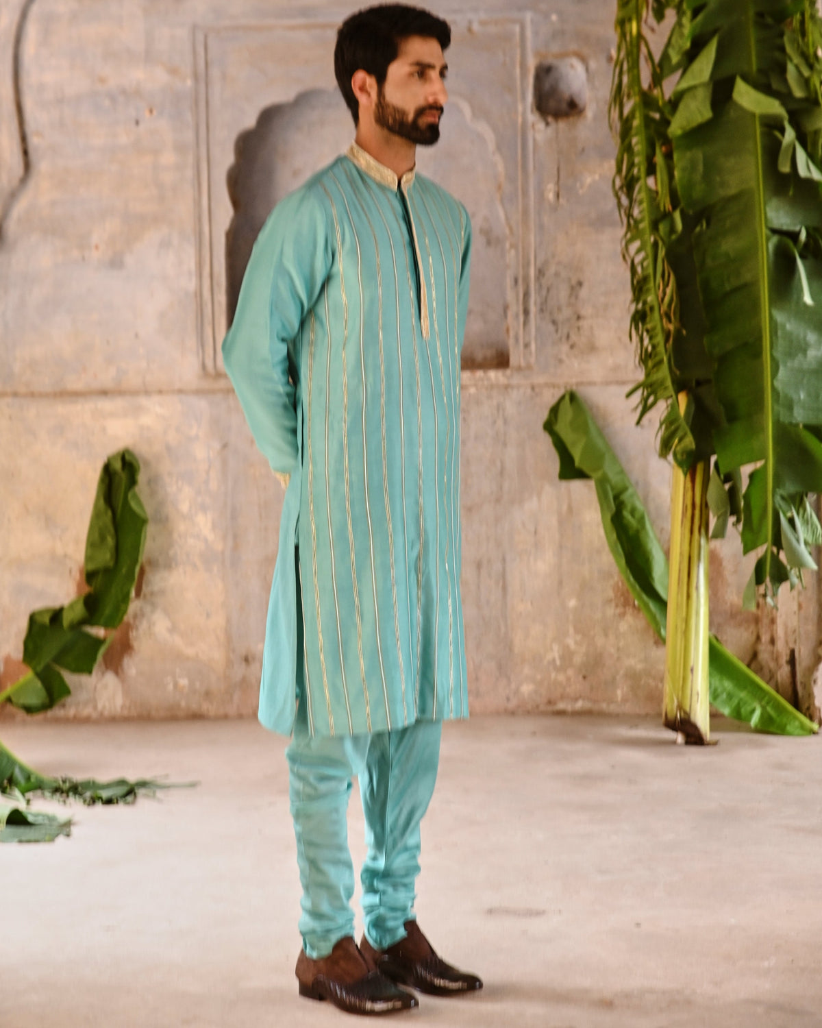 Powder Blue Mens Kurta Set