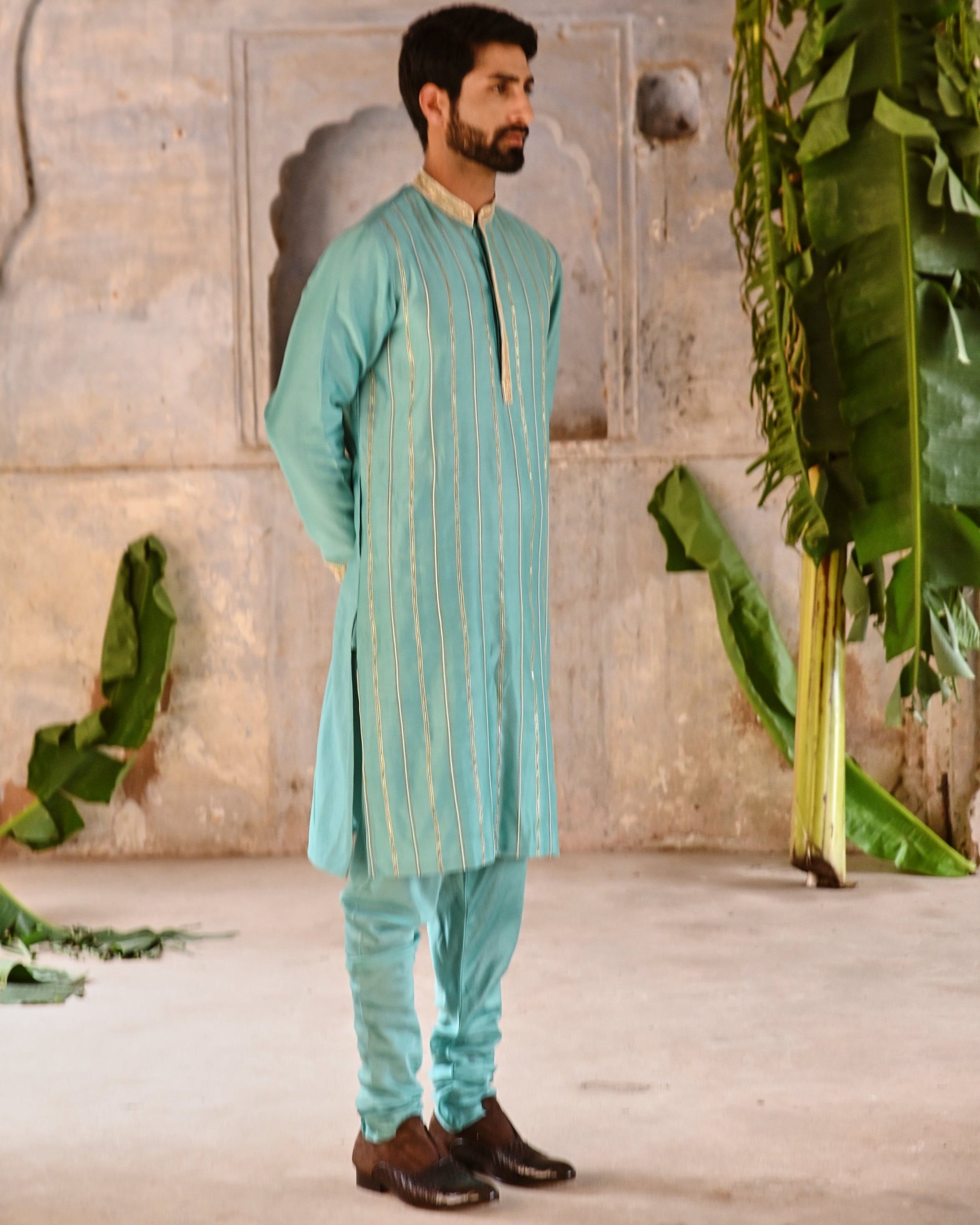 Powder Blue Mens Kurta Set