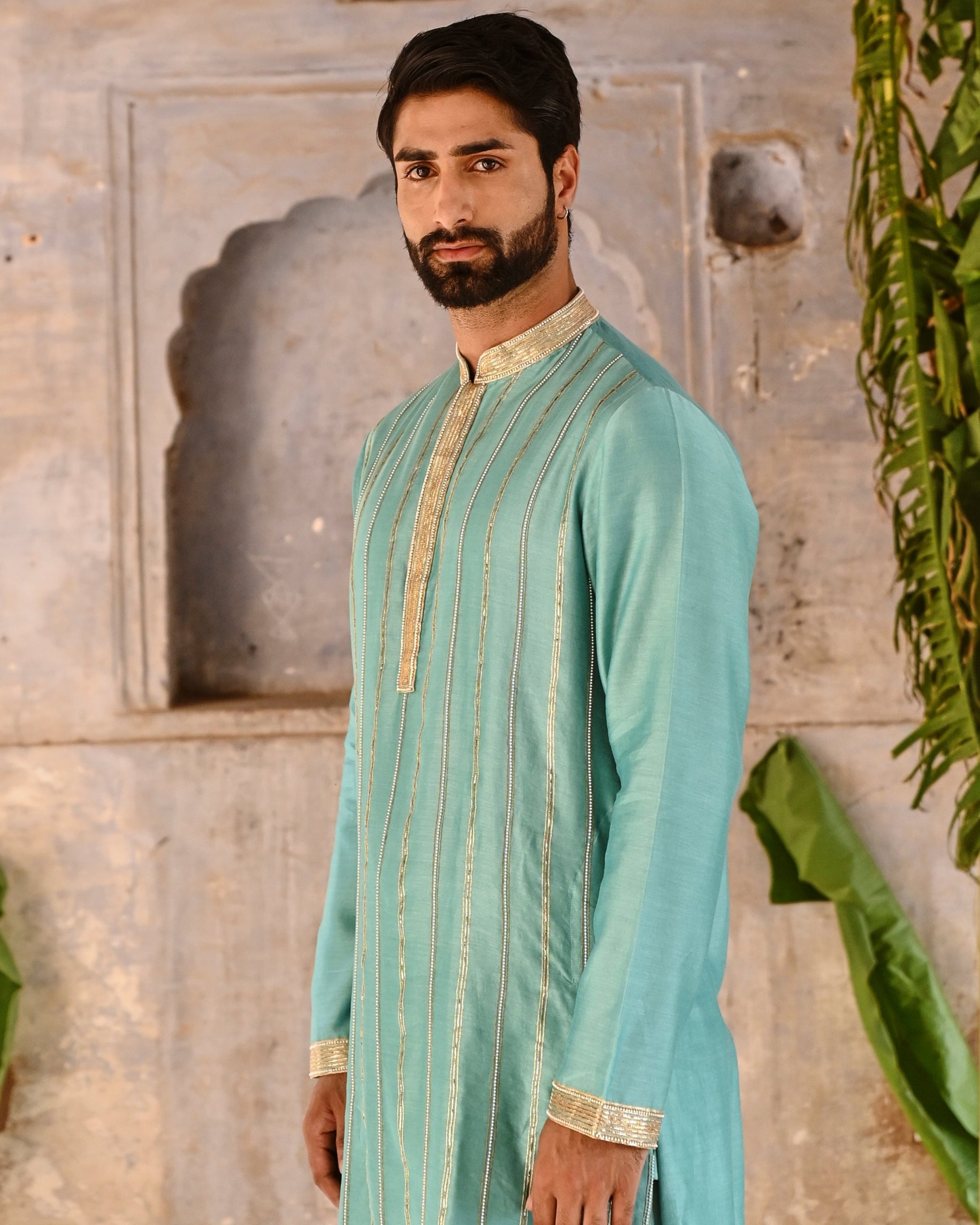Powder Blue Mens Kurta Set