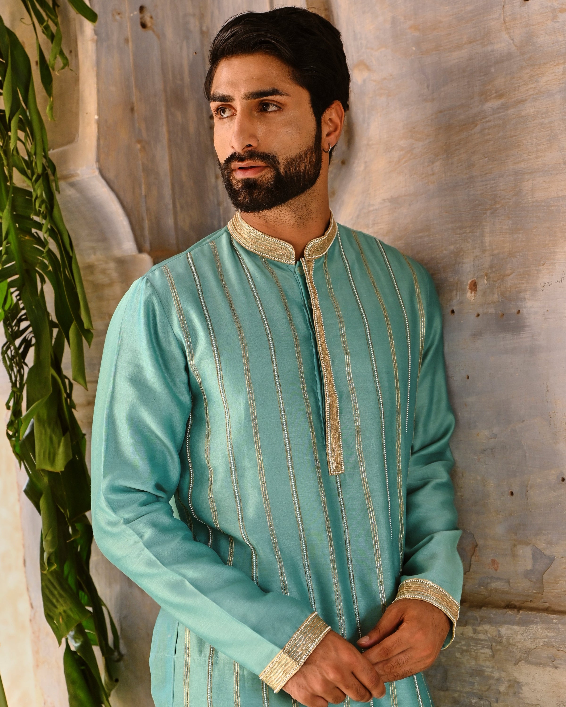 Powder Blue Mens Kurta Set