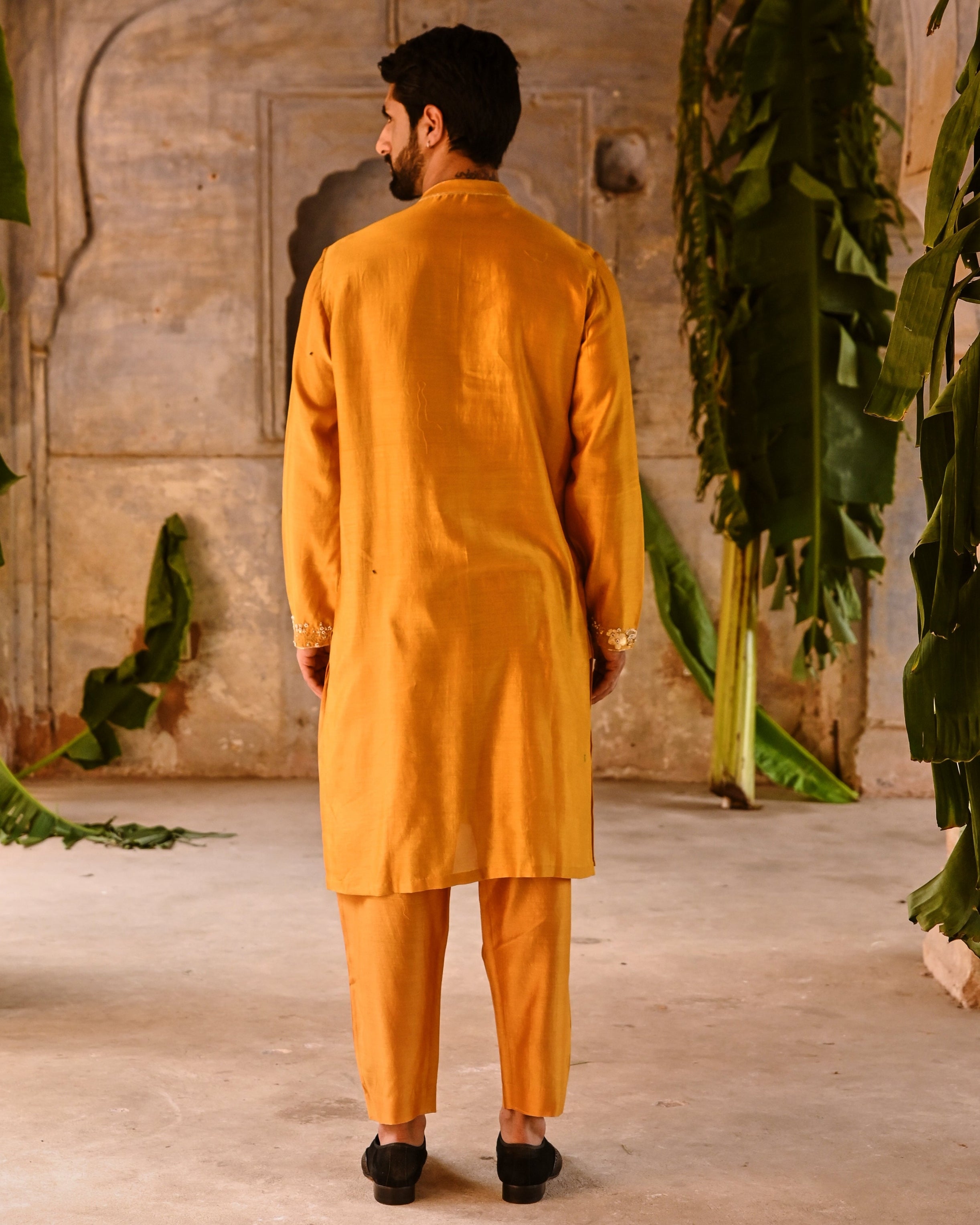Mustard Yellow Mens Kurta Set