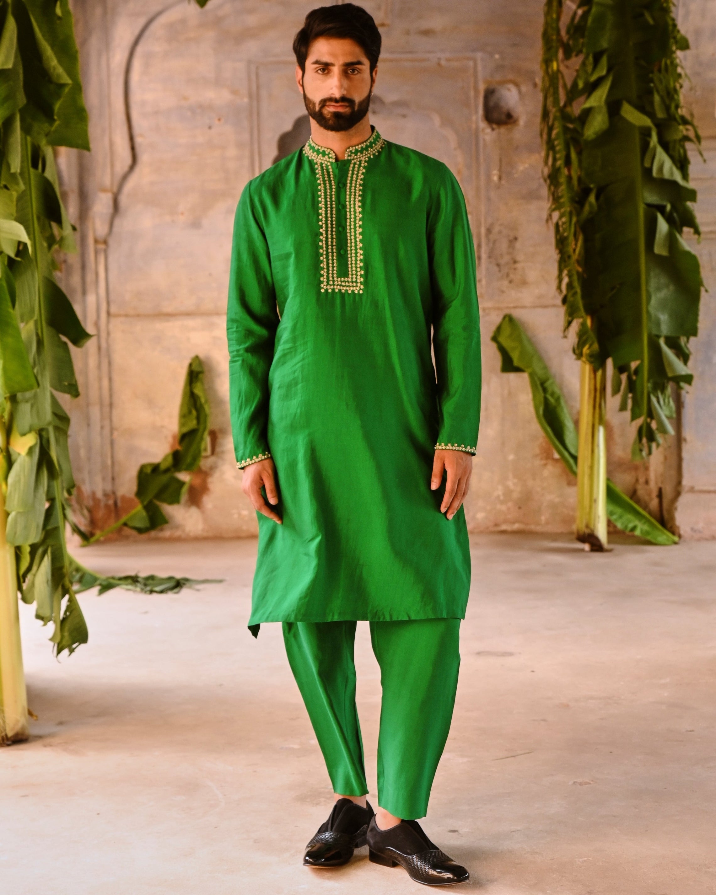 Green Mens Kurta Set