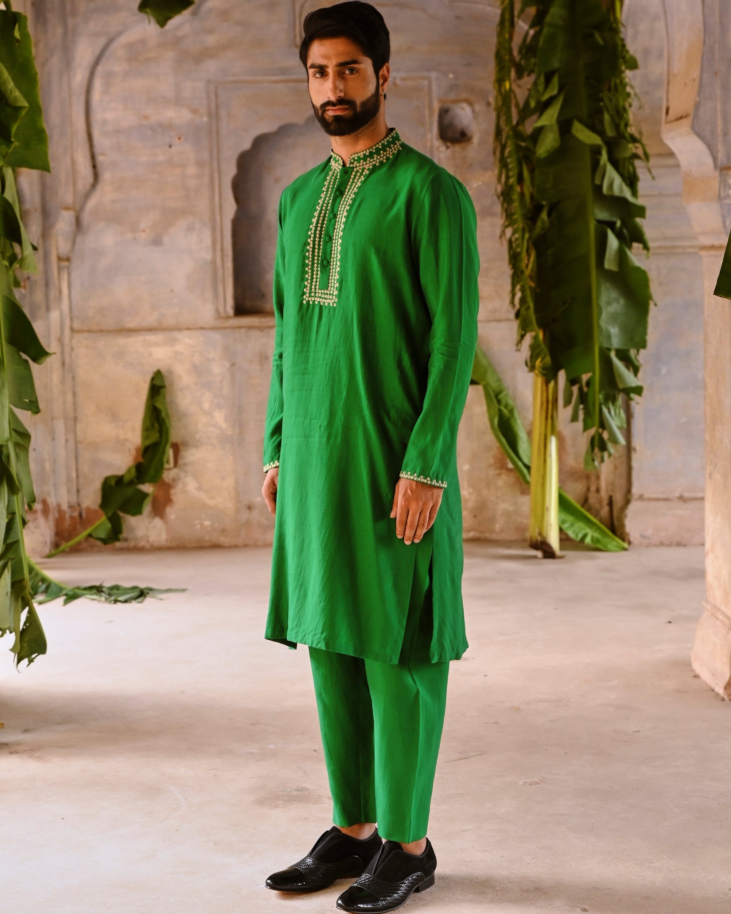 Green Mens Kurta Set