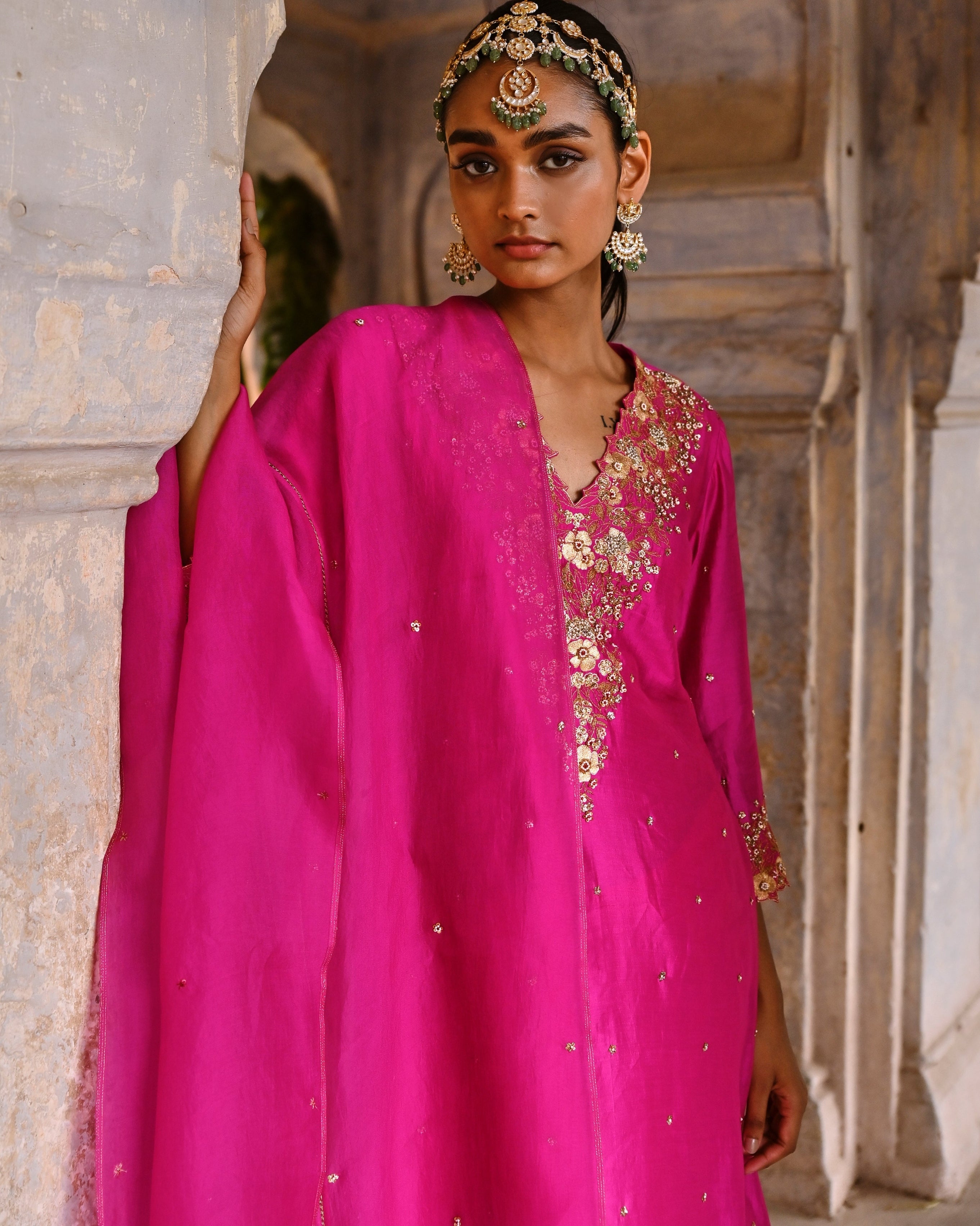 Fuchsia Pink A-Line Kurta Set