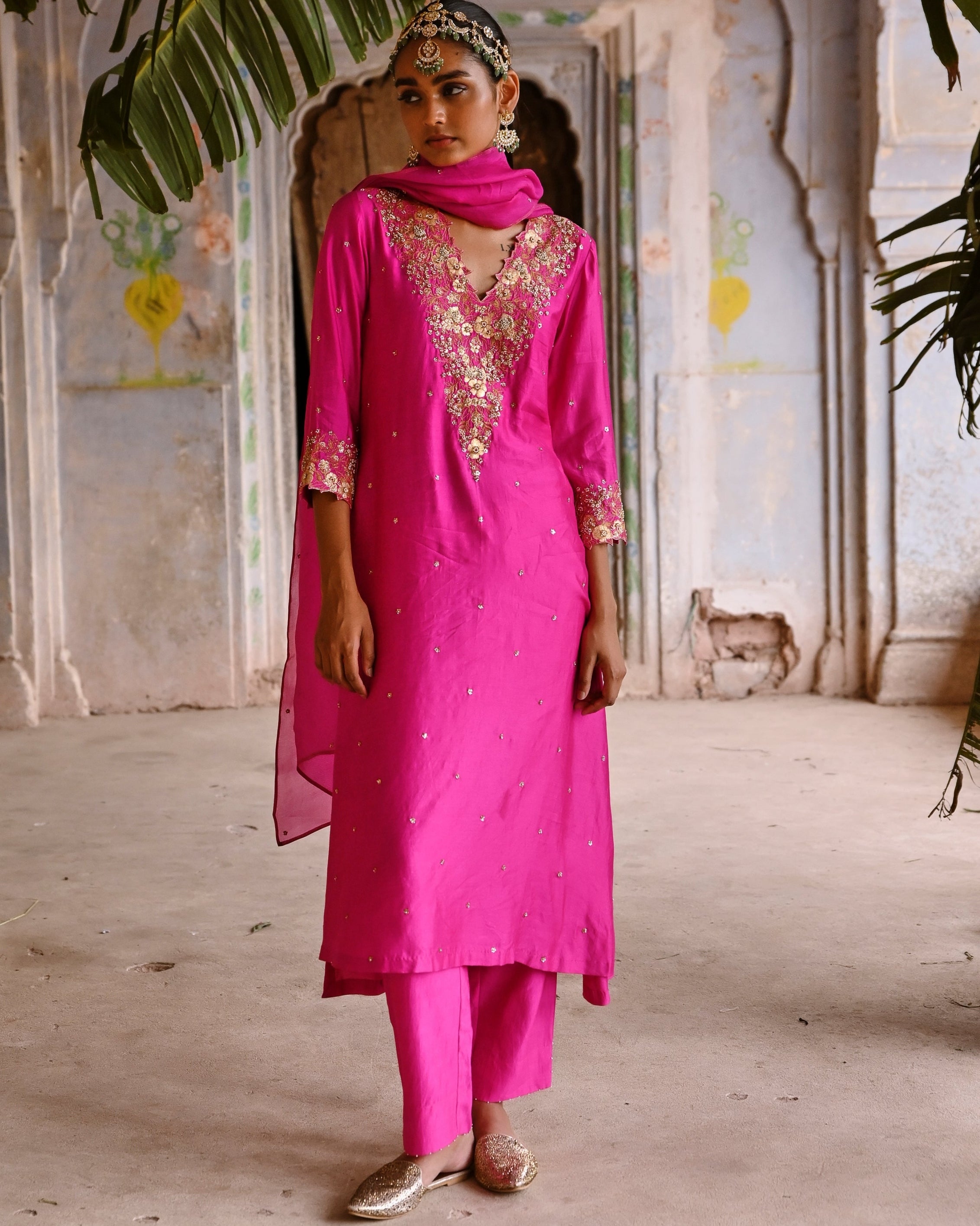 Fuchsia Pink A-Line Kurta Set