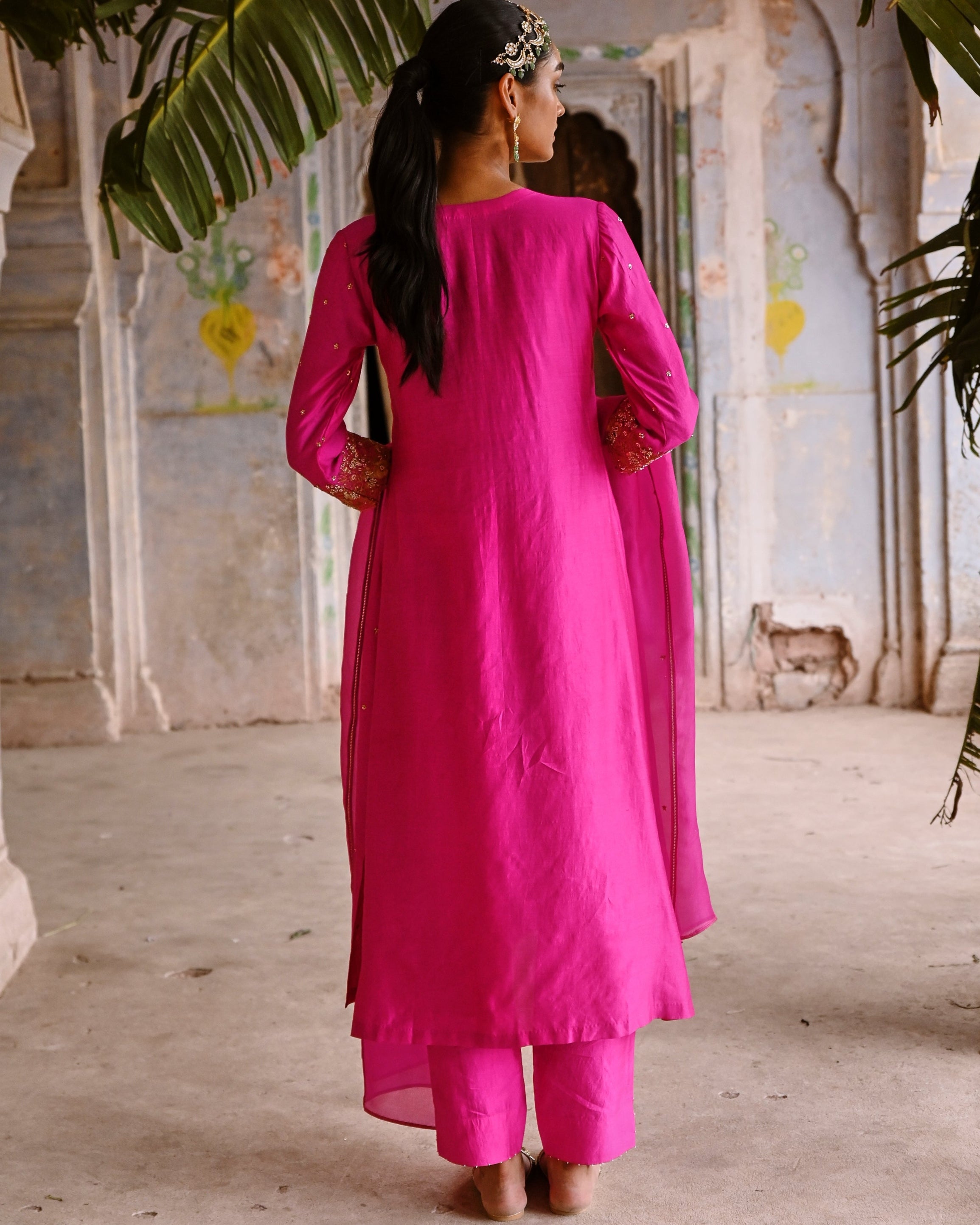 Fuchsia Pink A-Line Kurta Set