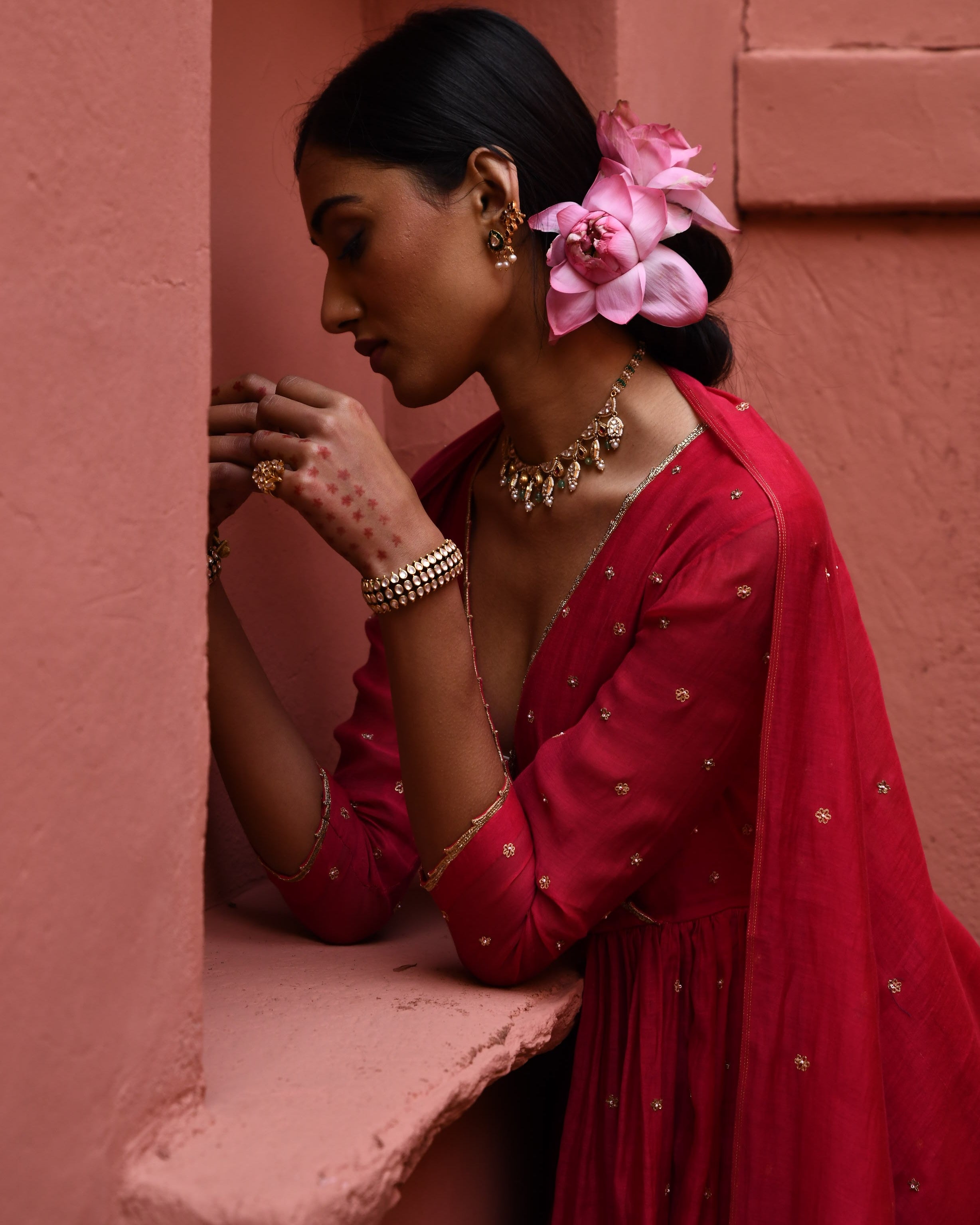 Vermillion Short Peplum Set