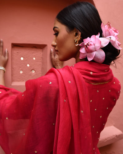 Vermillion Short Peplum Set