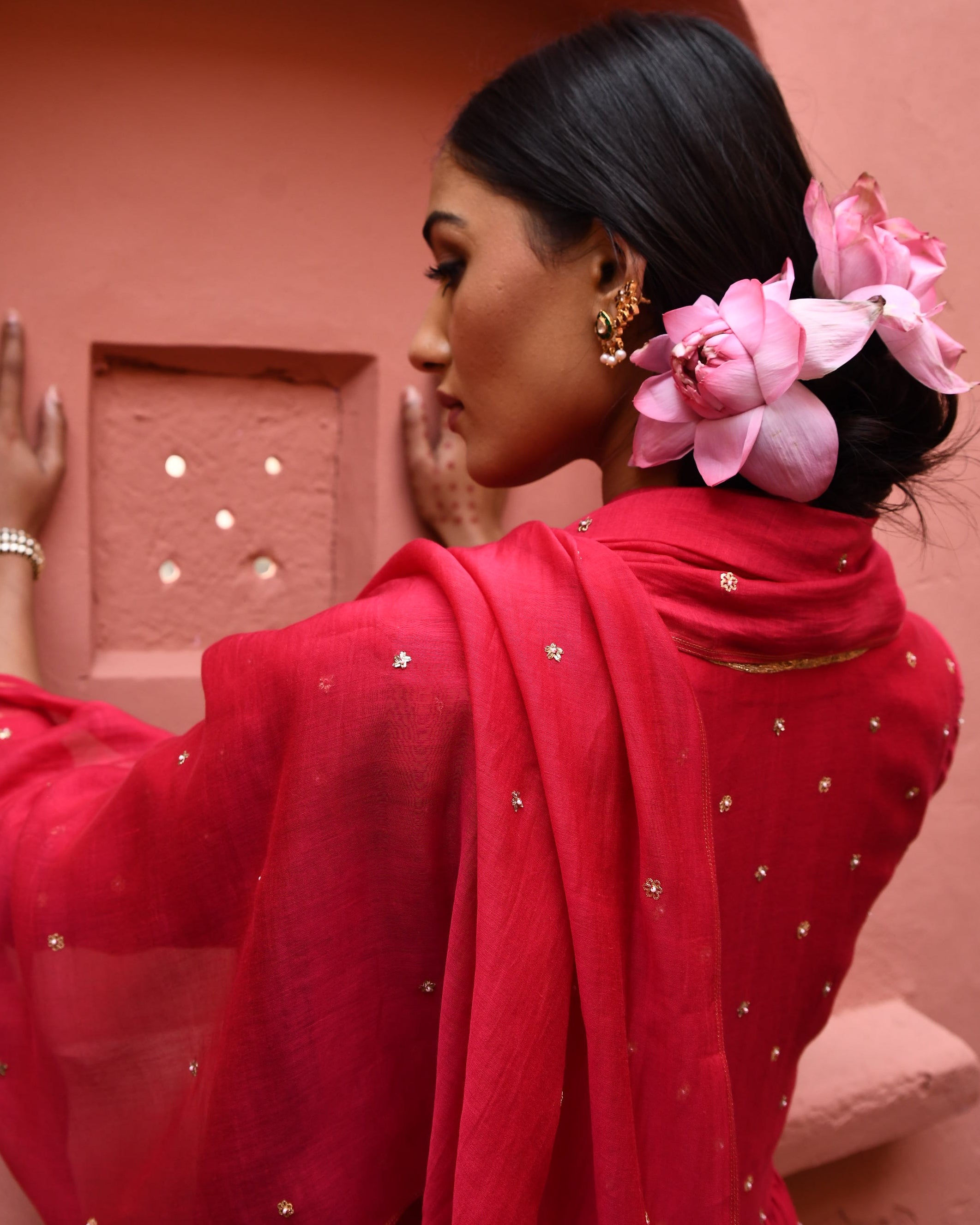 Vermillion Short Peplum Set