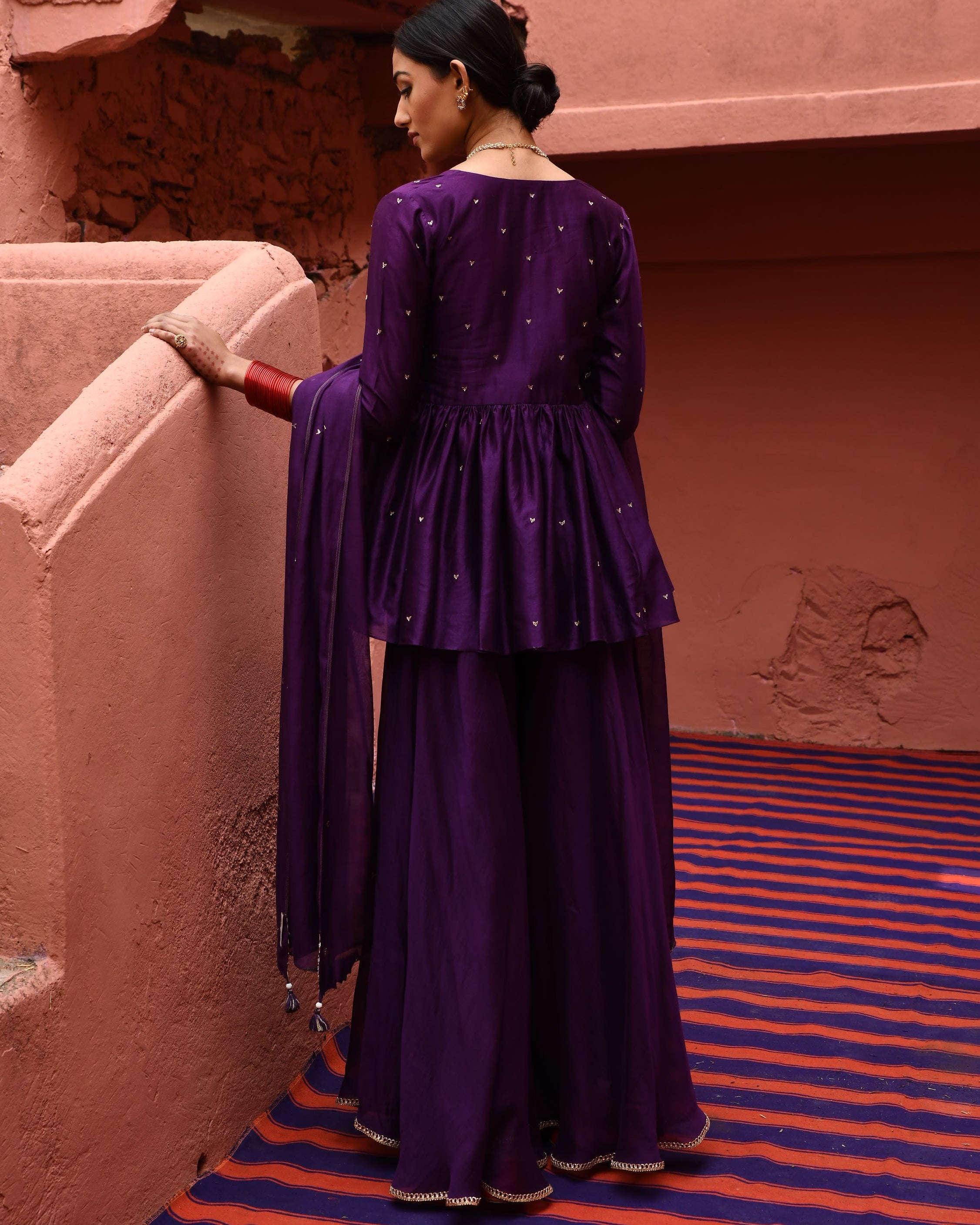 Aubergine Short Peplum Set