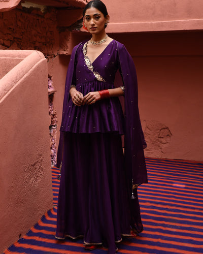 Aubergine Short Peplum Set