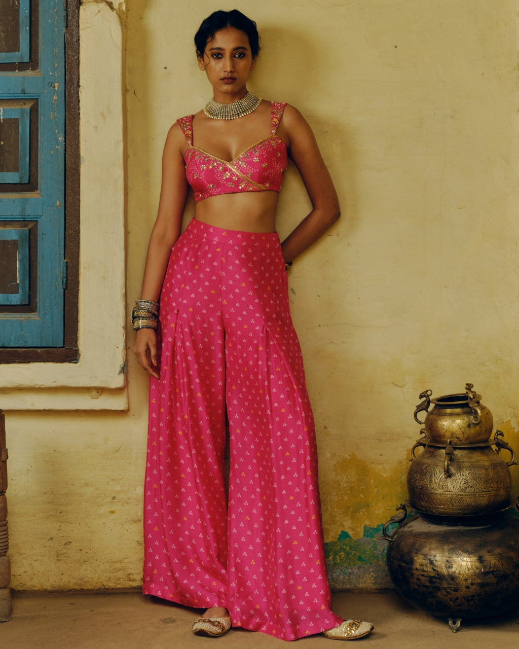 Rani Pink Bandhej Co-Ord Set