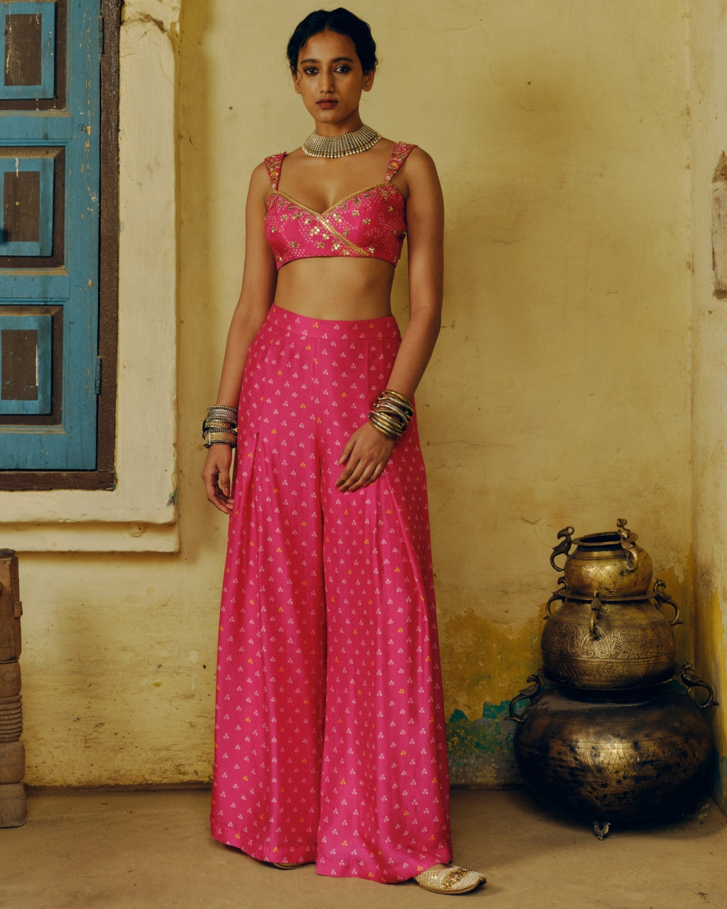 Rani Pink Bandhej Co-Ord Set