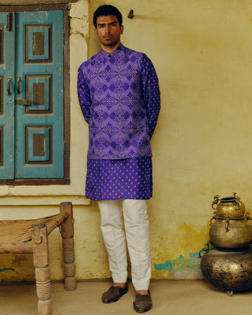 Purple Bandhej Bandi Set