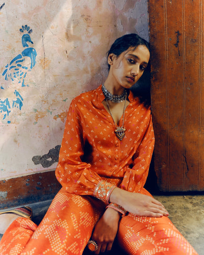 Rust Bandhej Co-Ord Set