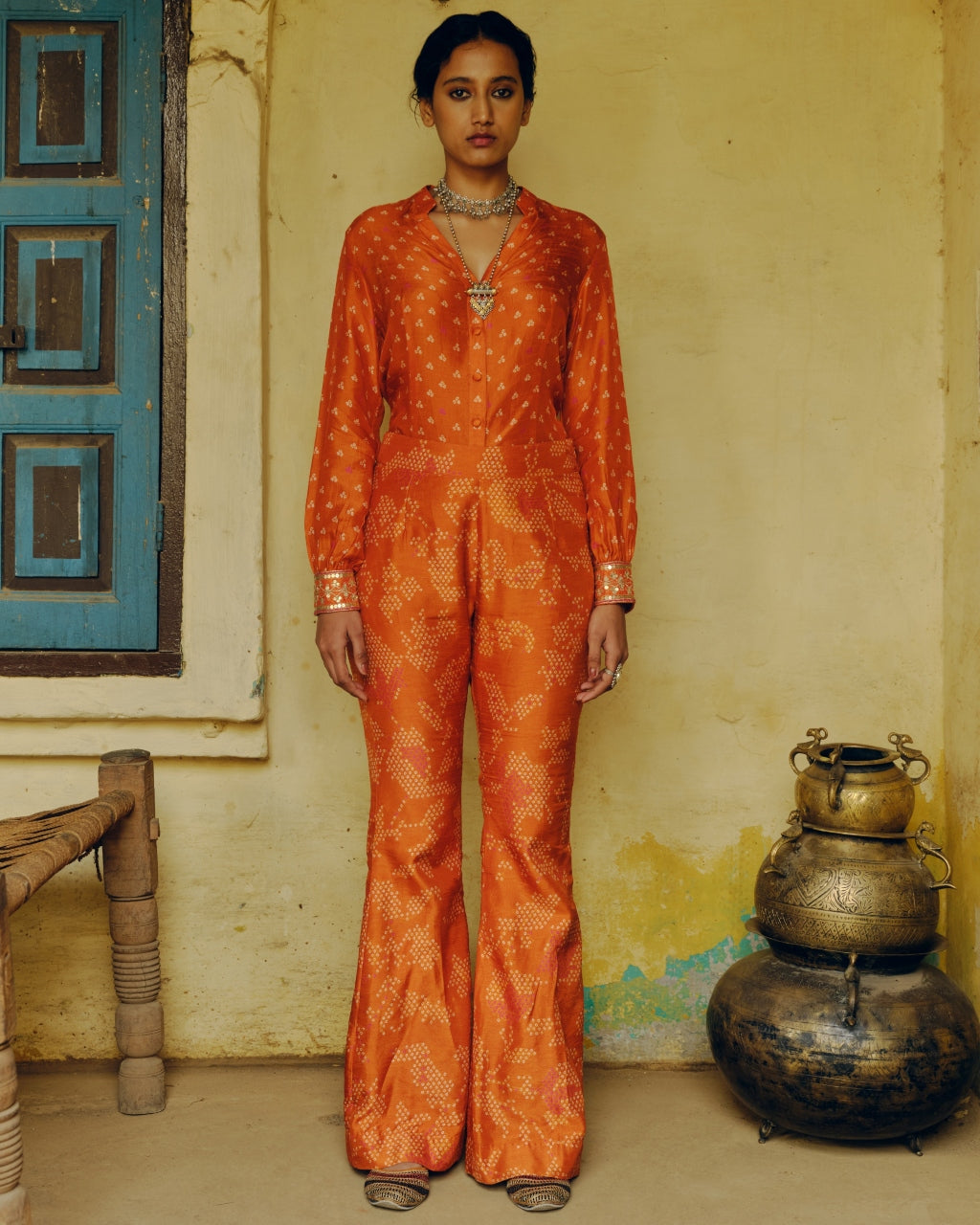 Rust Bandhej Co-Ord Set