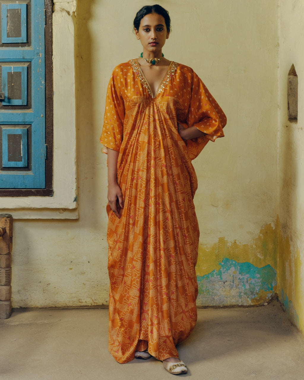 Ochre Bandhej Kaftan