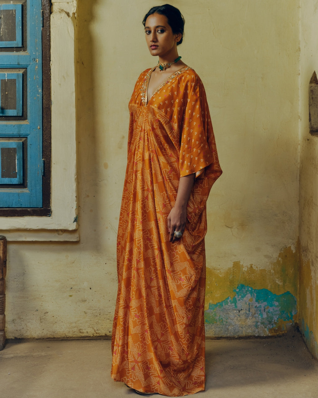 Ochre Bandhej Kaftan