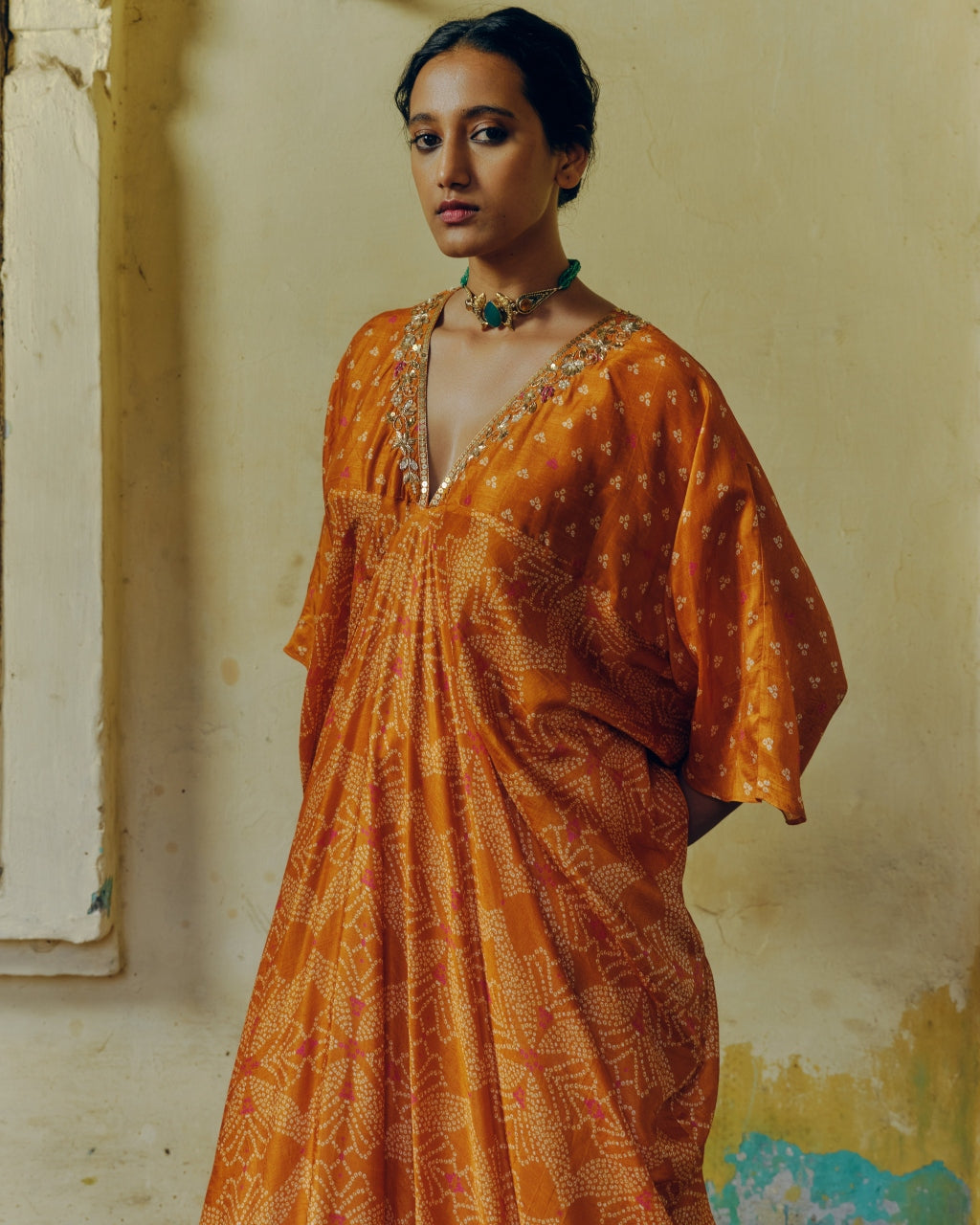 Ochre Bandhej Kaftan