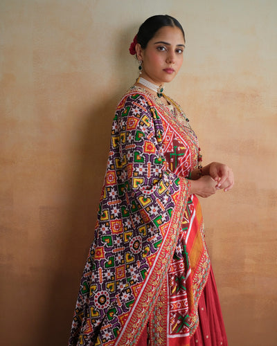 Bandhani Chanderi Lehenga Set