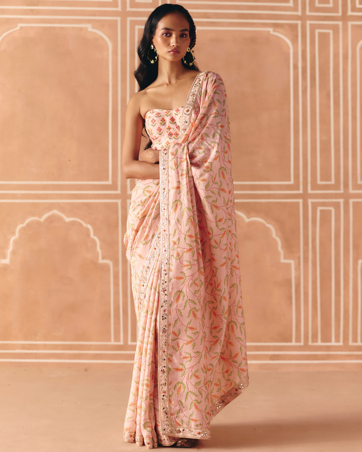 Blush Pink Sari & Corset