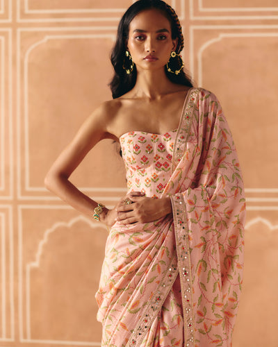 Blush Pink Sari & Corset