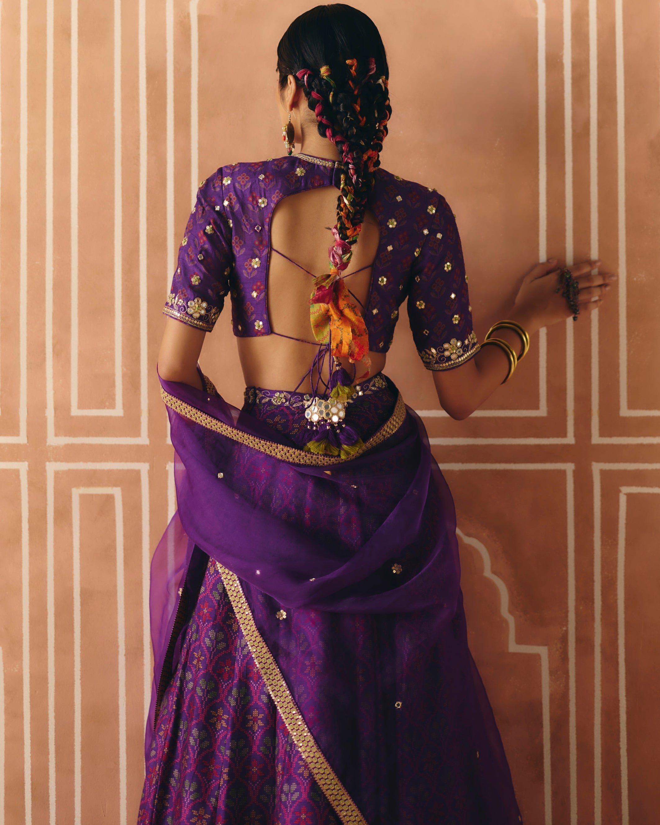 Imperial Violet Panel Lehenga Set